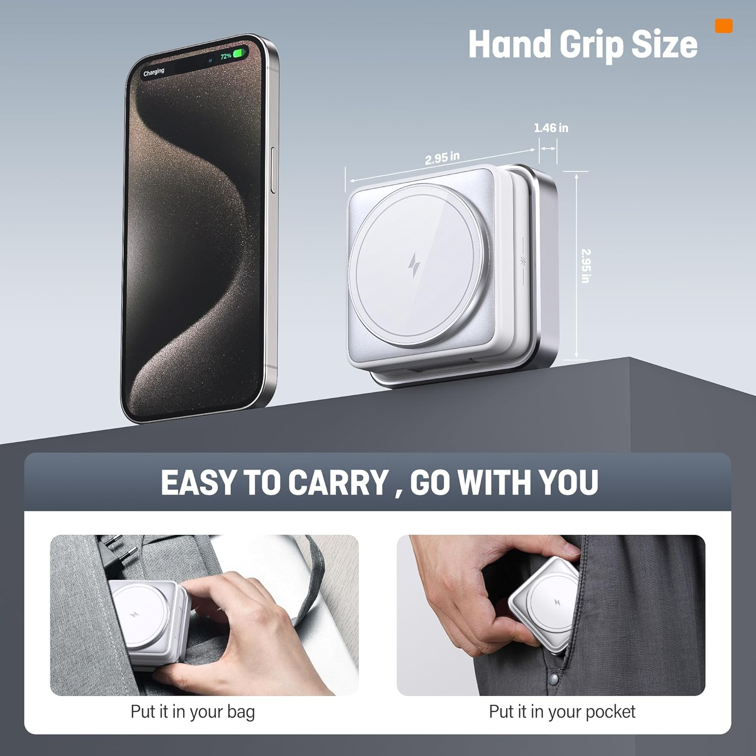 3 in 1 Wireless Charger, Foldable Wireless Charging Station with Night Light for Apple Charger, Portable Travel Magnetic Charger Stand, 15W Nightstand Fast Charging Station (White) - White image number 2