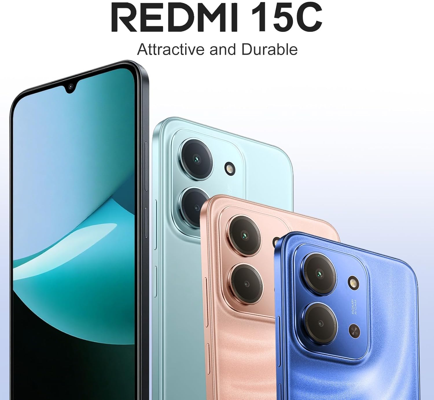 XIAOMI Redmi 15C Smartphone - 4 GB / 128 GB, Screen 6.9 Inches, 120 Hz, 50 MP Dual Camera, 6000 Mah Blue, No Charging Adapter (With Mobile Phone Case)