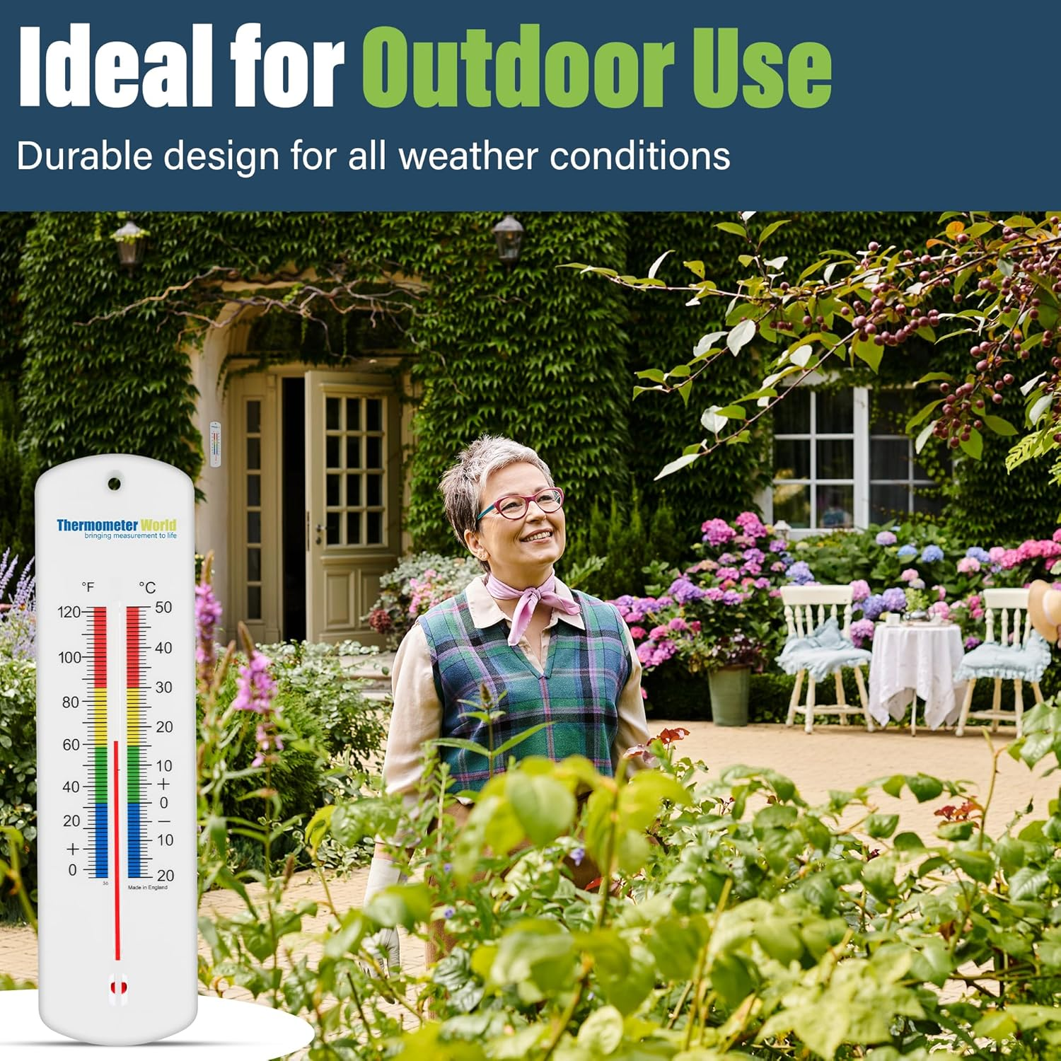 Large 240Mm Outdoor Thermometer for Garden - Can Be Used as a Greenhouse Thermometer or Home Office Room Indoor Wall Outside image number 5