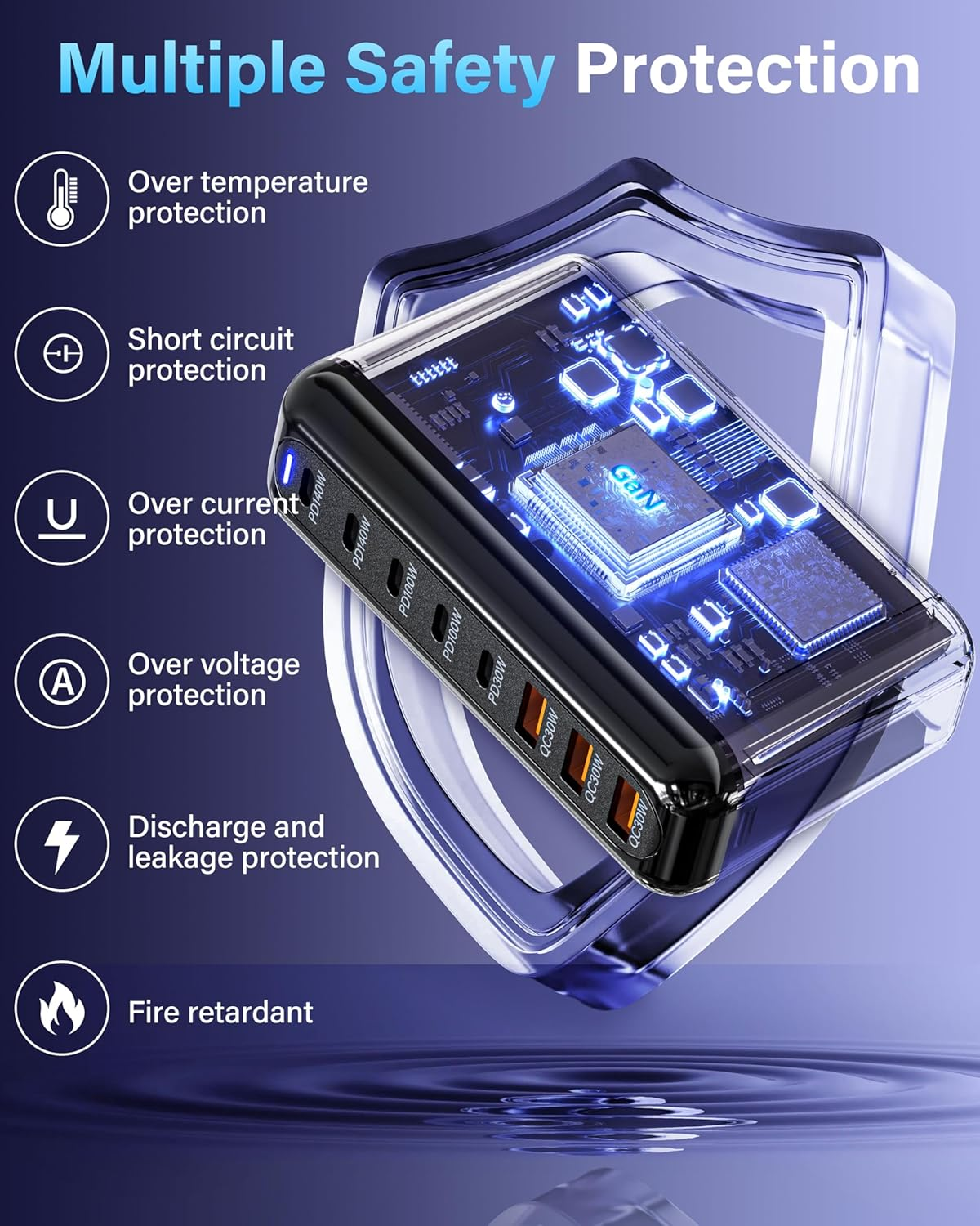 YESDEX 600W USB-C Charging Station - 140W USB C Charger, 100W USBC Gan Laptop Charger, 8-Port Multi Fast Charger Dock Compatible with Macbook Pro, Ipad, Iphone 16 Pro Max/15, Samsung Galaxy, Dell image number 2
