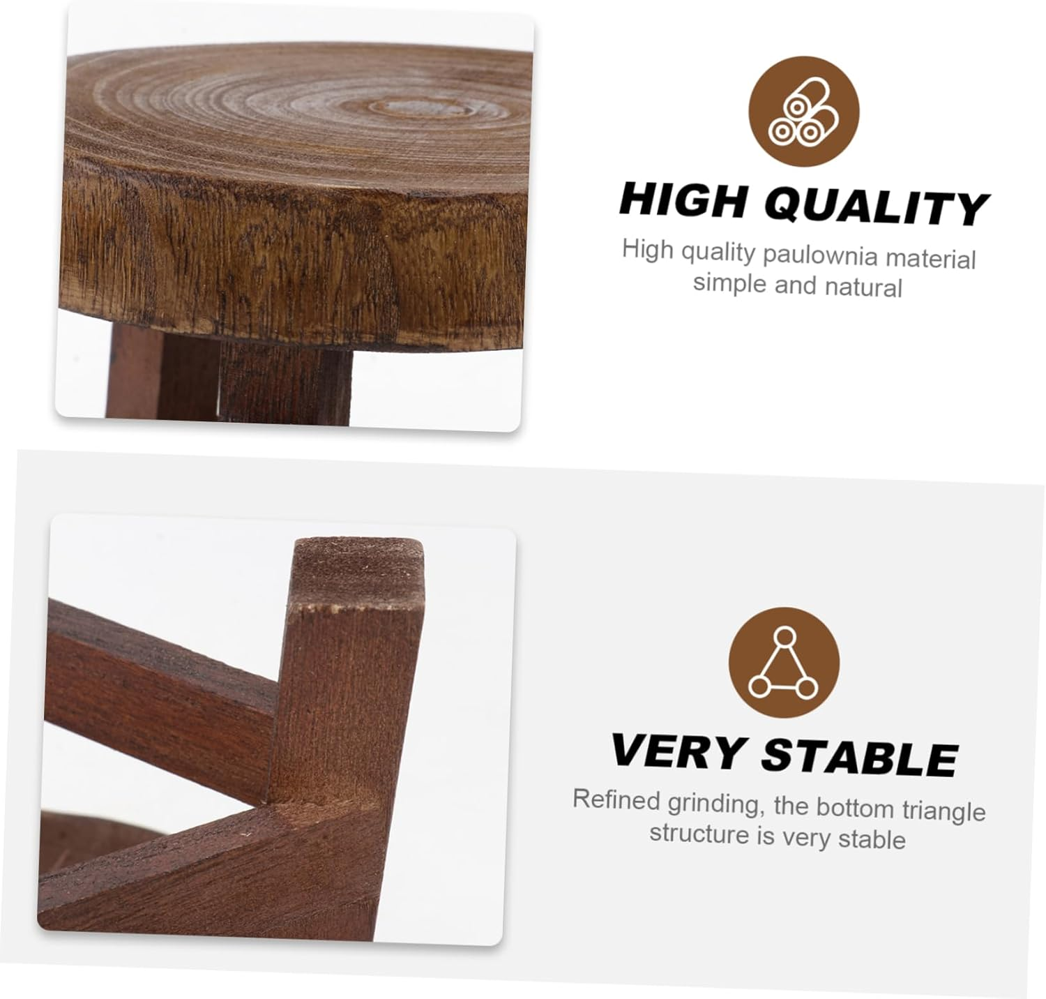 1Pc Wooden Shelf Outdoor Planters Plants Outdoor Wooden Display Stand Plant Pot Holder Small Plant Stand Wood Plant Holder Paulownia Pot Shelf Pot Stool Orchid image number 1