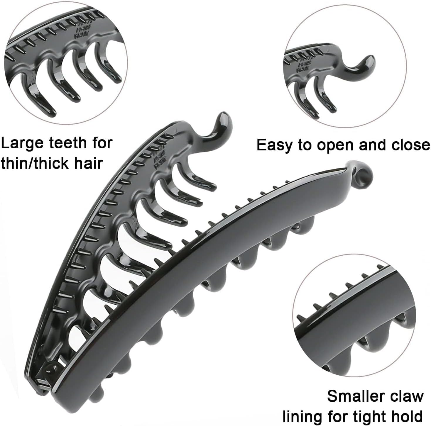 3 Pcs Banana Clips Clincher Comb Hair Grips,Nonslip Big Banana Comb for Women Girls,Tortoiseshell Hair Matte Clips for Long Hair for Thick Hair Barrettes image number 3