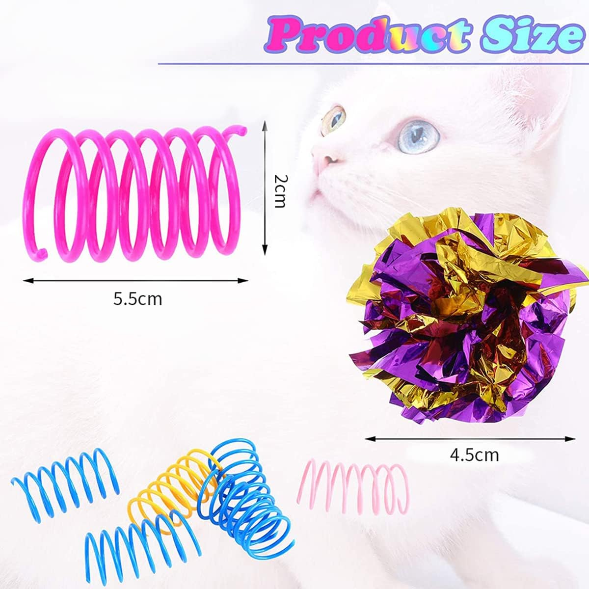 14Pcs Crinkle Balls Cat Toy Spring Cat Toy, Interactive Kittens Toys with Rustle Sound for Playing and Interacting with Cats image number 3