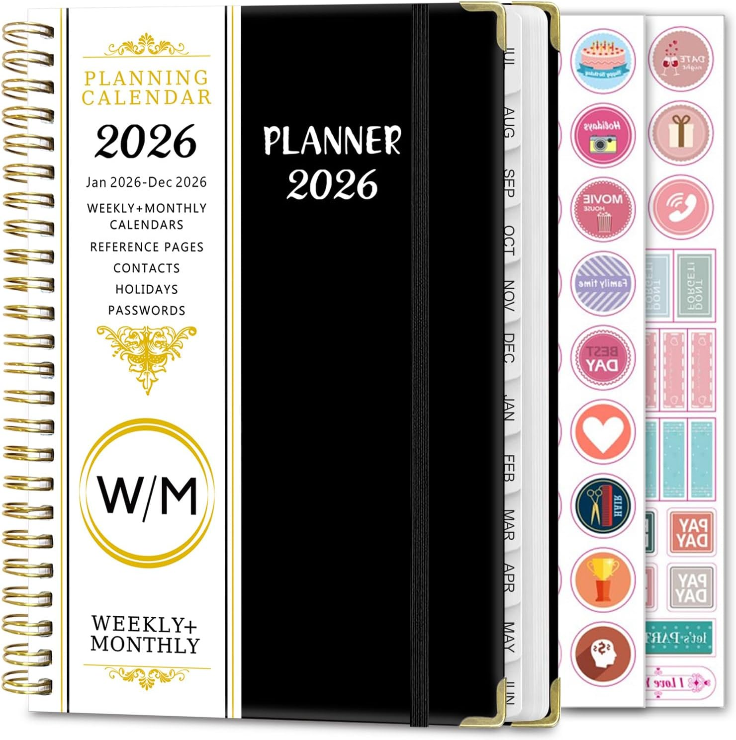 2026 Planner and Diary with Sticker - COZY CORE Weekly and Monthly Planner Spiral Bound, January 2026 - December 2026, Hardcover Planner with Monthly Tabs, Inner Pocket, Perfect for School Home Office