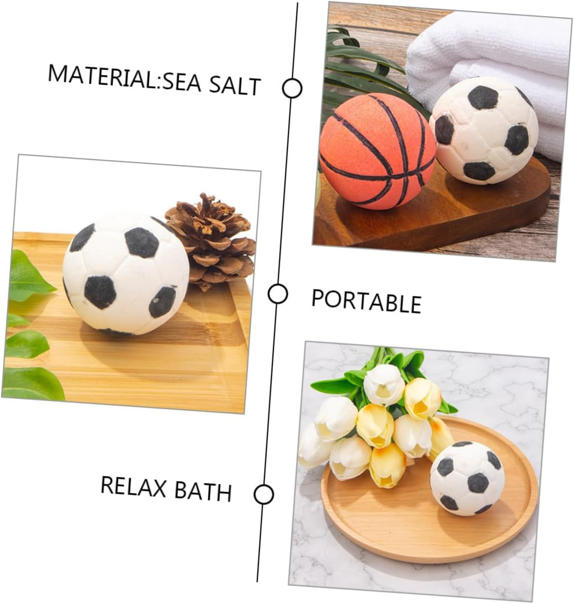 Beavorty Small Bath Football Shape Natural Skin-Friendly Essential Oil Bath Set