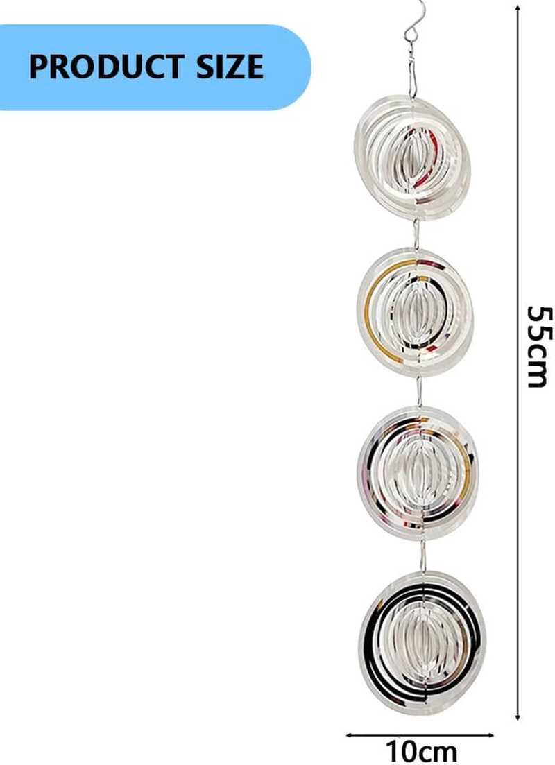 JIUSEGE 3D Reflective Bird Deterrent Set &ndash; Stainless Steel Wind Chimes & Sparkly Discs Wind Spinners for Outdoor Garden Decor, Keep Woodpeckers & Pigeons Away from Your House, Garden, Boat & Orchard image number 4