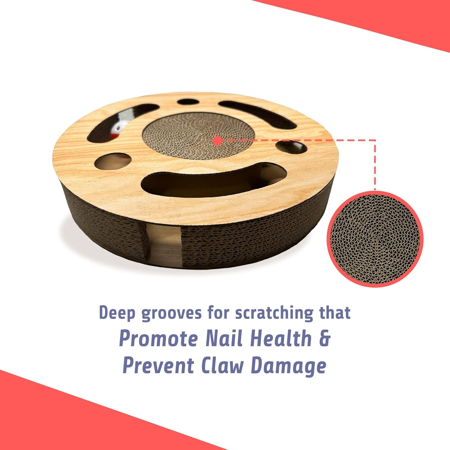 2-In-1 Cardboard Pet Cat Scratcher Toy Series | Scratching Board & Cozy Bed, Interactive Ball & Tunnel Design, Supports Pet Behavior & Relieves Stress, Ideal for Indoor Kittens and Cats, Circle image number 4