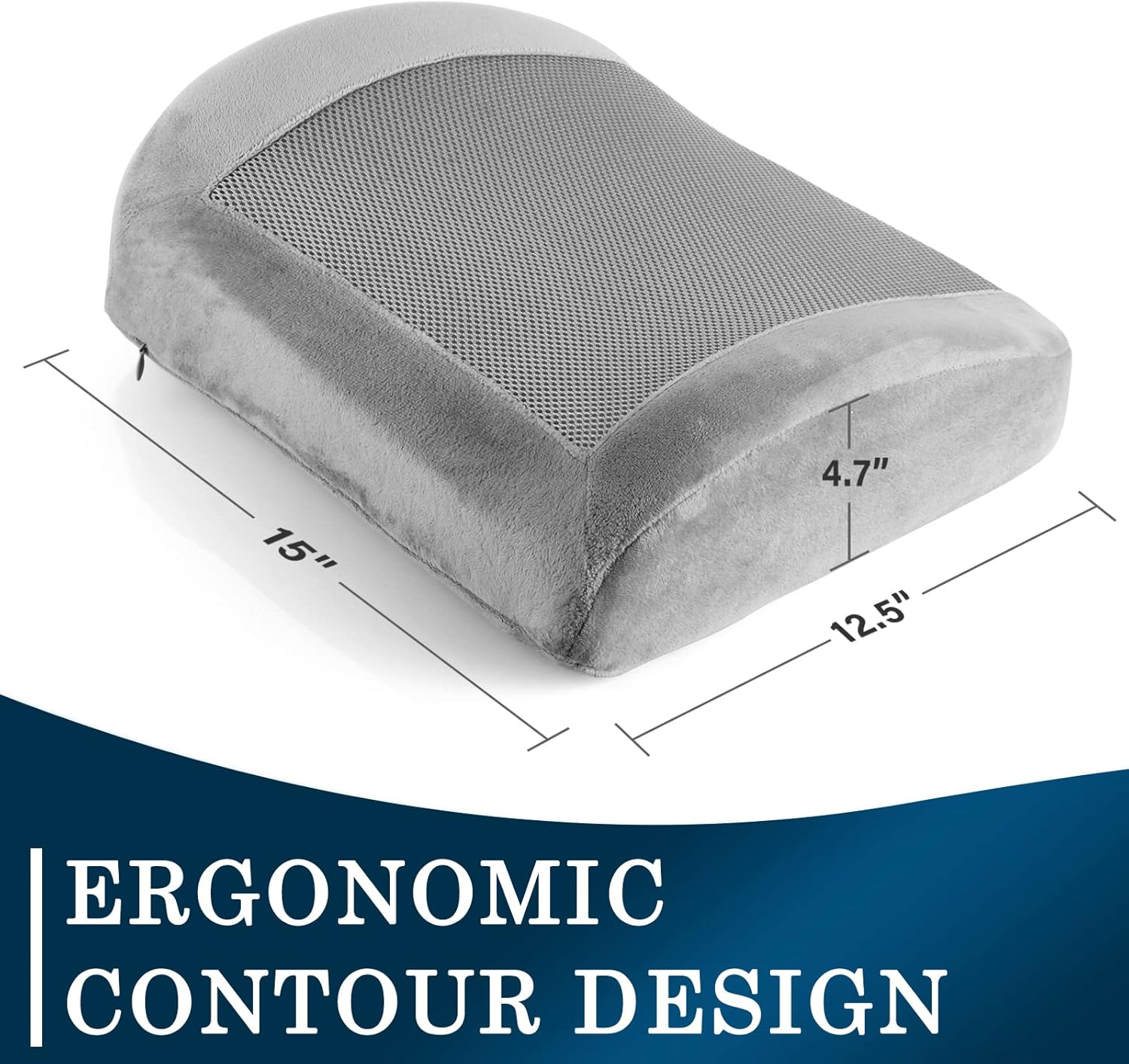 EDIMENS Memory Foam Coccyx Seat Cushion for Office Chair，Gel Office Chair Seat Cushion for Desk Chairs, Sciatica Car Seat Cushion for Back Coccyx Tailbone Comfortable (Back Cushion Gray) image number 3