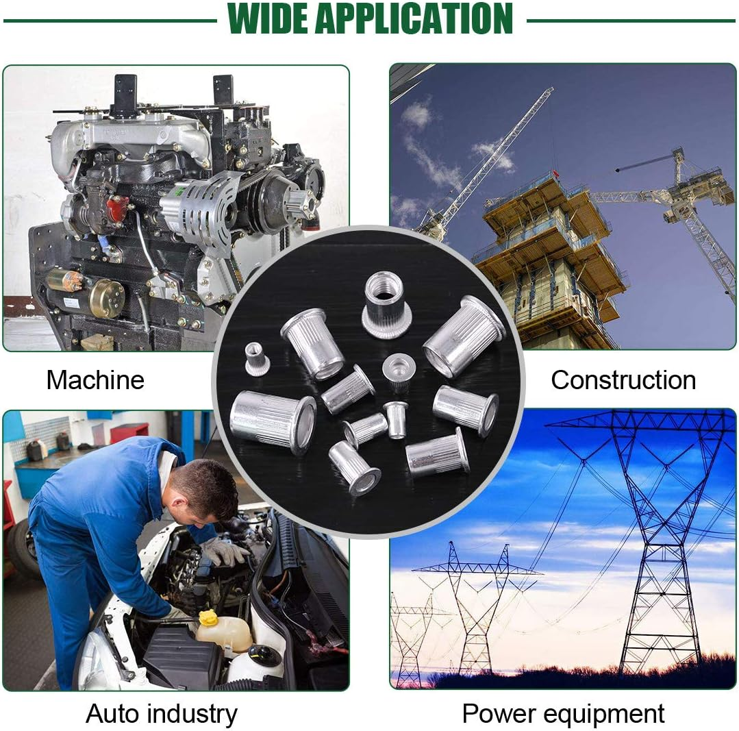 Keadic 210Pcs Metric Aluminum Rivet Nut Flat Head Threaded Insert Nutsert Assortment Kit - M3 M4 M5 M6 M8 M10 image number 4