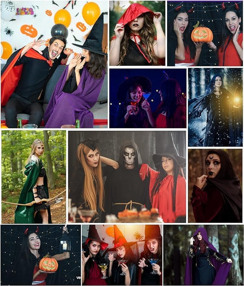 Ricjurzzty Unisex Hooded Cloak Full Long Velvet Cape for Halloween Cosplay Costumes image number 4