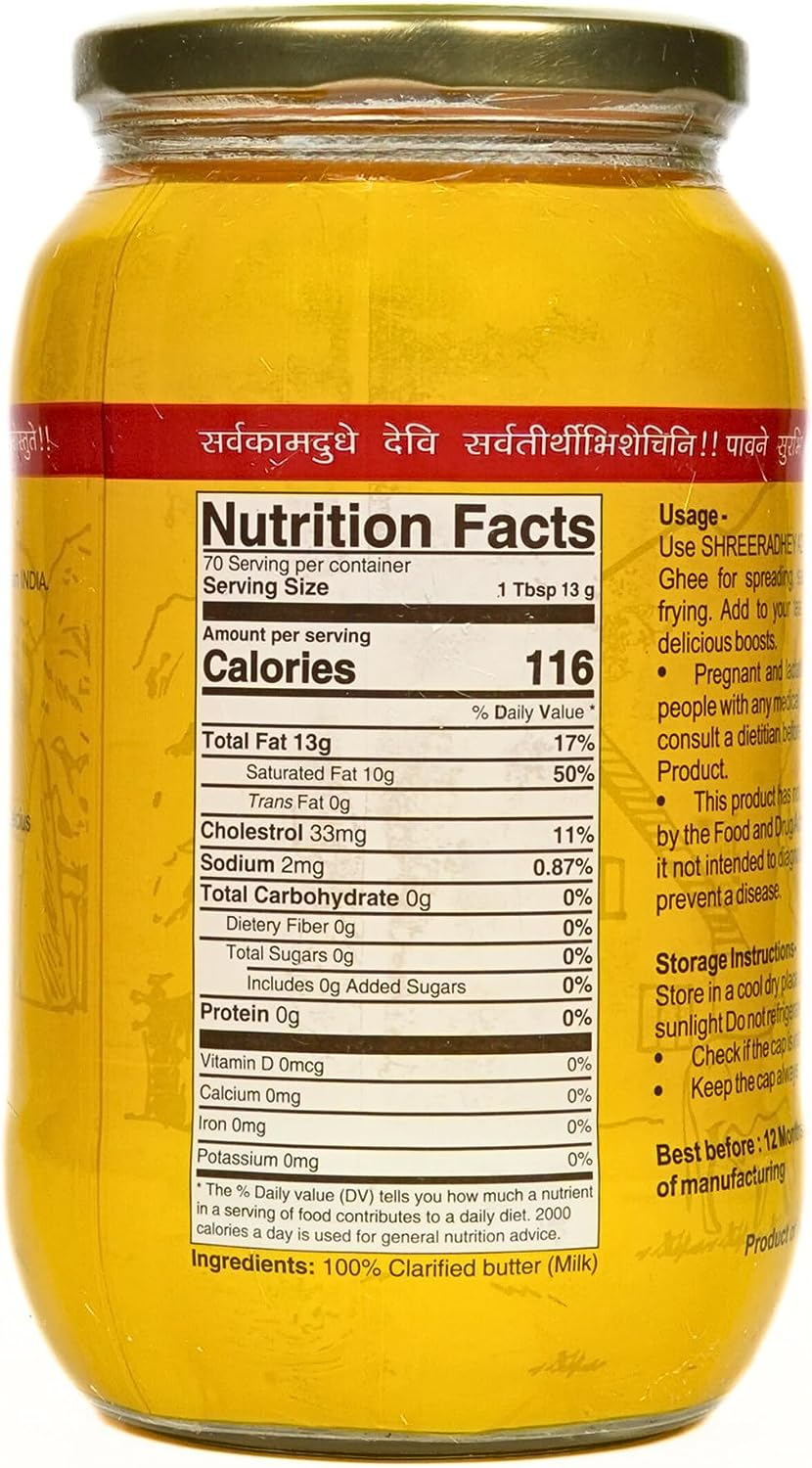 SHREERADHEY A2 Bilona Gir Cow Ghee | 1 Litre X 2 | Glass Bottle | Traditional Bilona Method | Lactose and Gluten Free | Keto Friendly image number 6