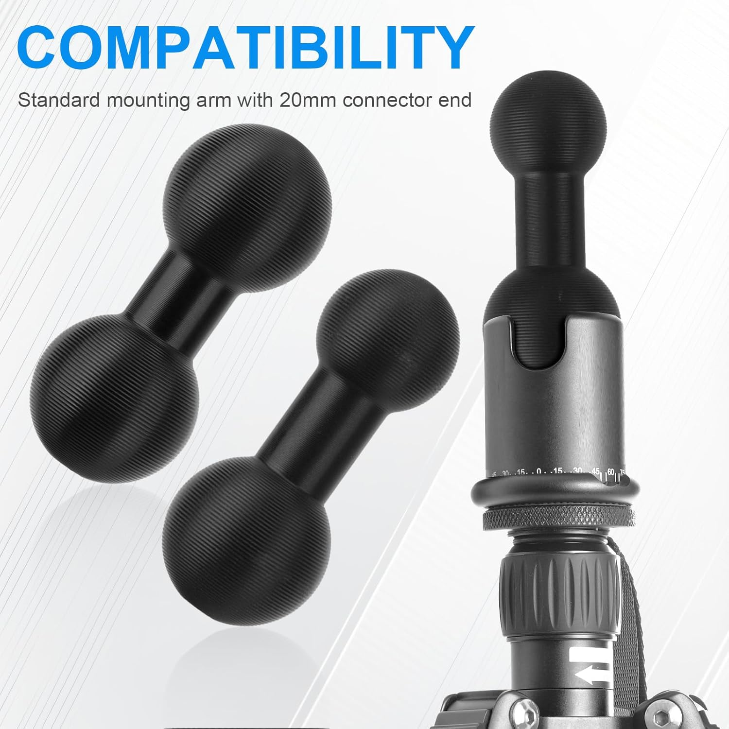 2Pcs 2 Design Ball Mount Arm Set, Durable Aluminum Alloy 20Mm to 20Mm & 20Mm-17Mm Ball Adapter Extension Connector for Secure Attachment for Mounting Arm Connections image number 6
