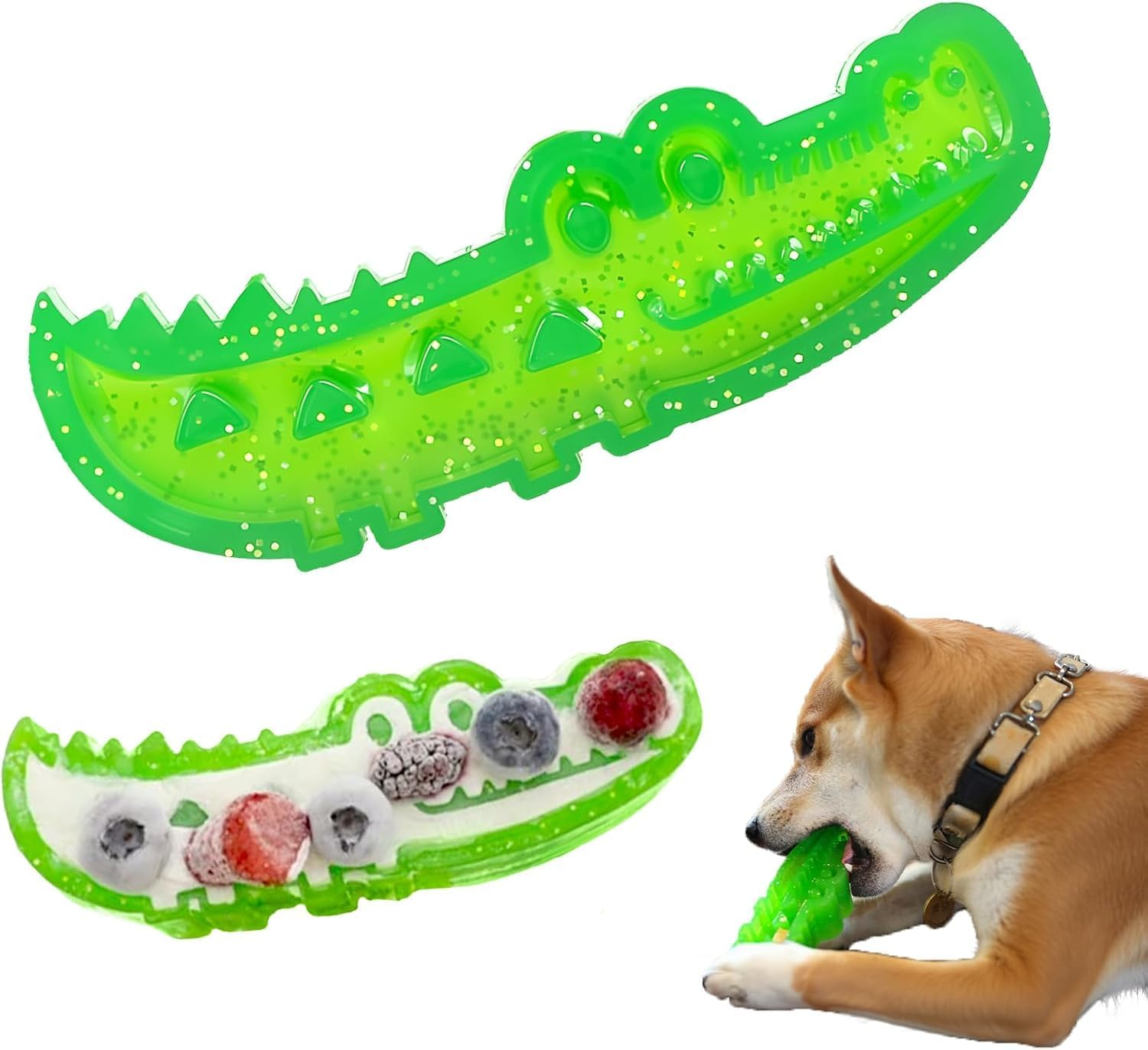 Emesak Slow Feed Chew and Fetch Crocodile, Dog Slow Feeder Puzzle Toy, for Snack Stash & Play, Alligator Dogs Chew Toy for Large, Medium & Small Dogs Teeth Cleaning (Small4.72In)