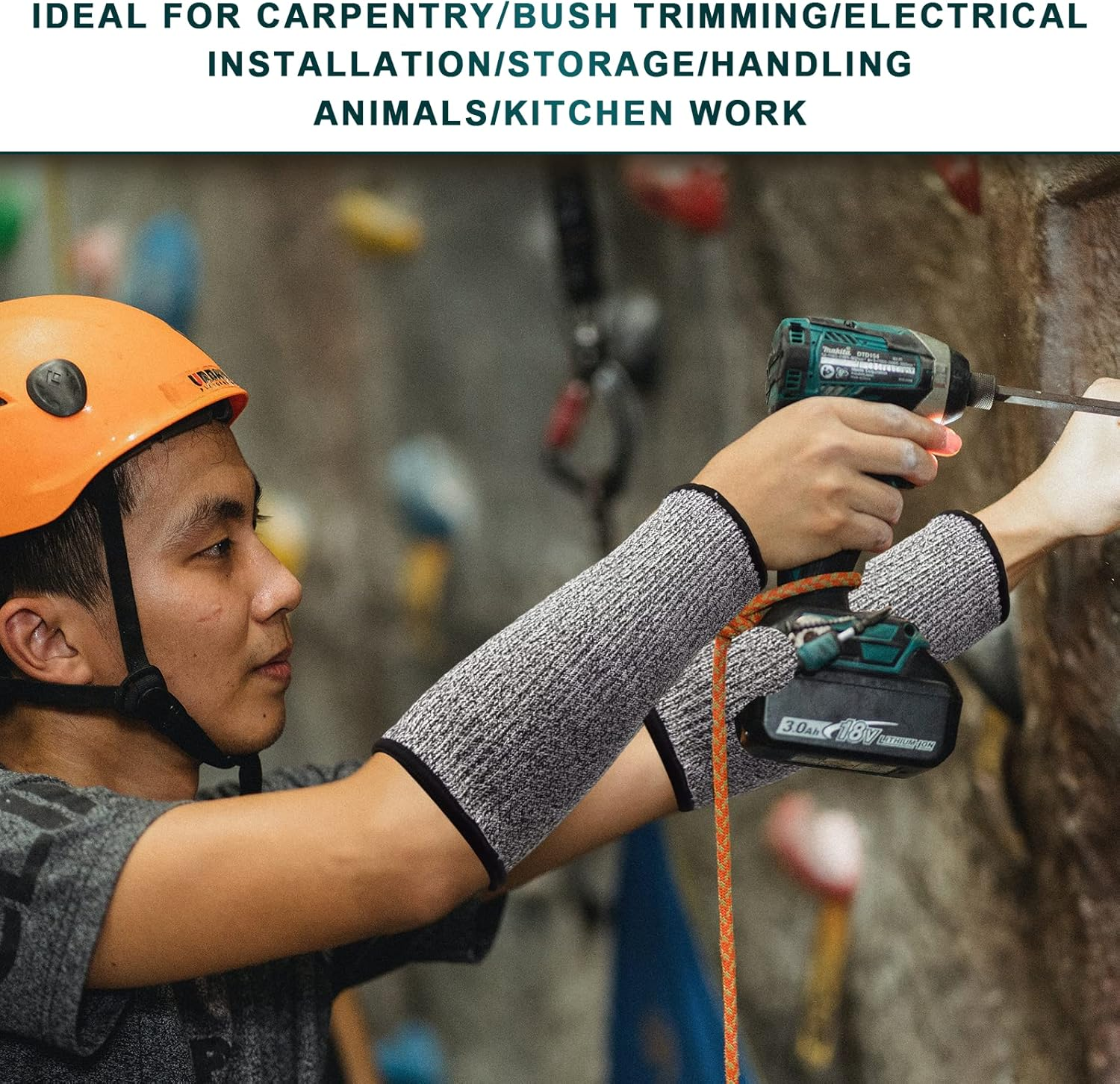 BLMHTWO 2 Pairs Cut Resistant Sleeves, Level 5 Arm Protection Sleeves Protective Arm Sleeves for Work Men Women Forearm Sleeve Gardening Sleeves Arm Protection for Garden Kitchen Cooking image number 5