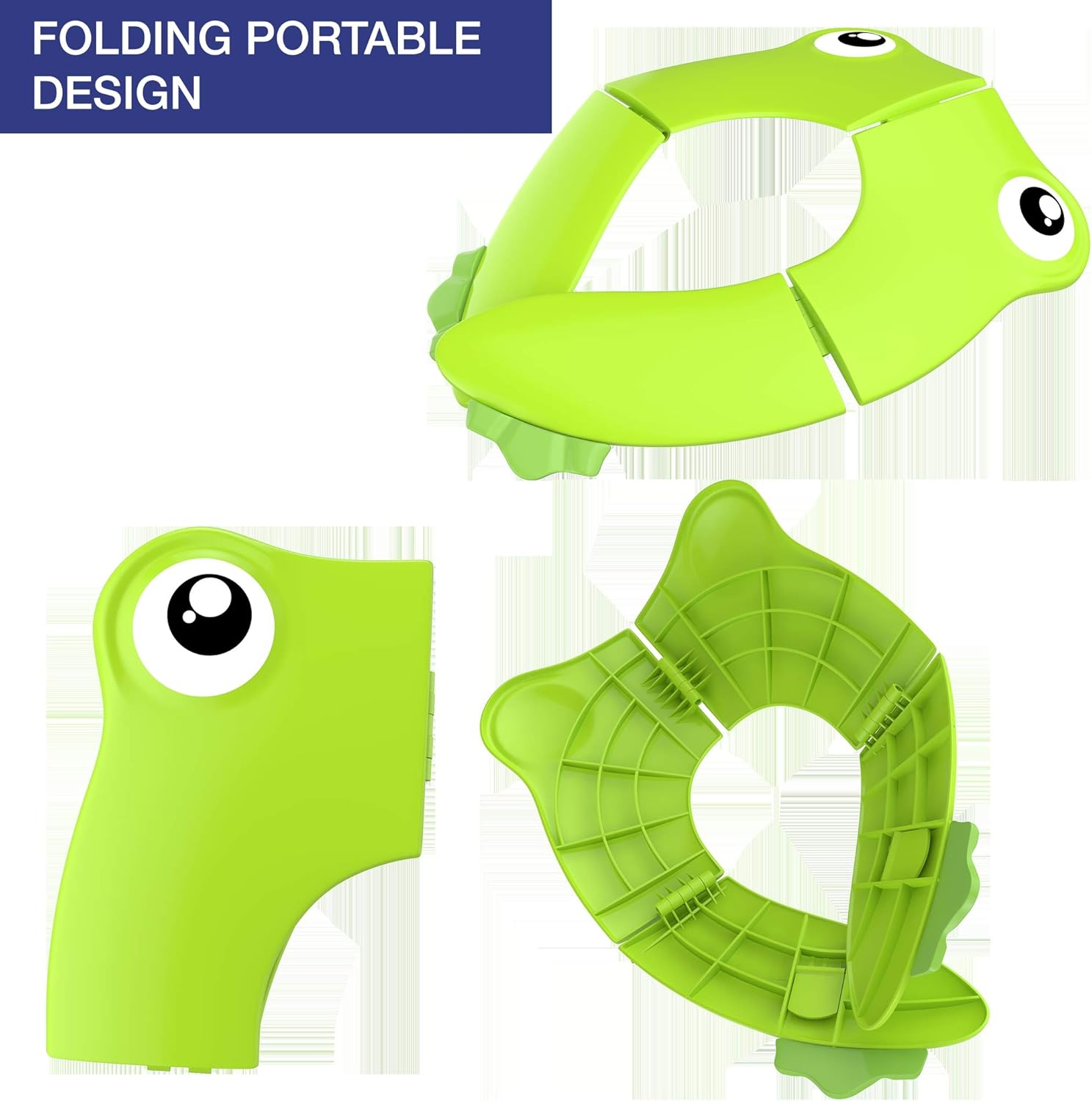 Portable Folding Large Non Slip Silionce Pads Potty Training Seat for Kids Boys & Girls, Foldable Toddlers Toilet Seat, Recyclable Potty Seat Cover for Travel (Green)