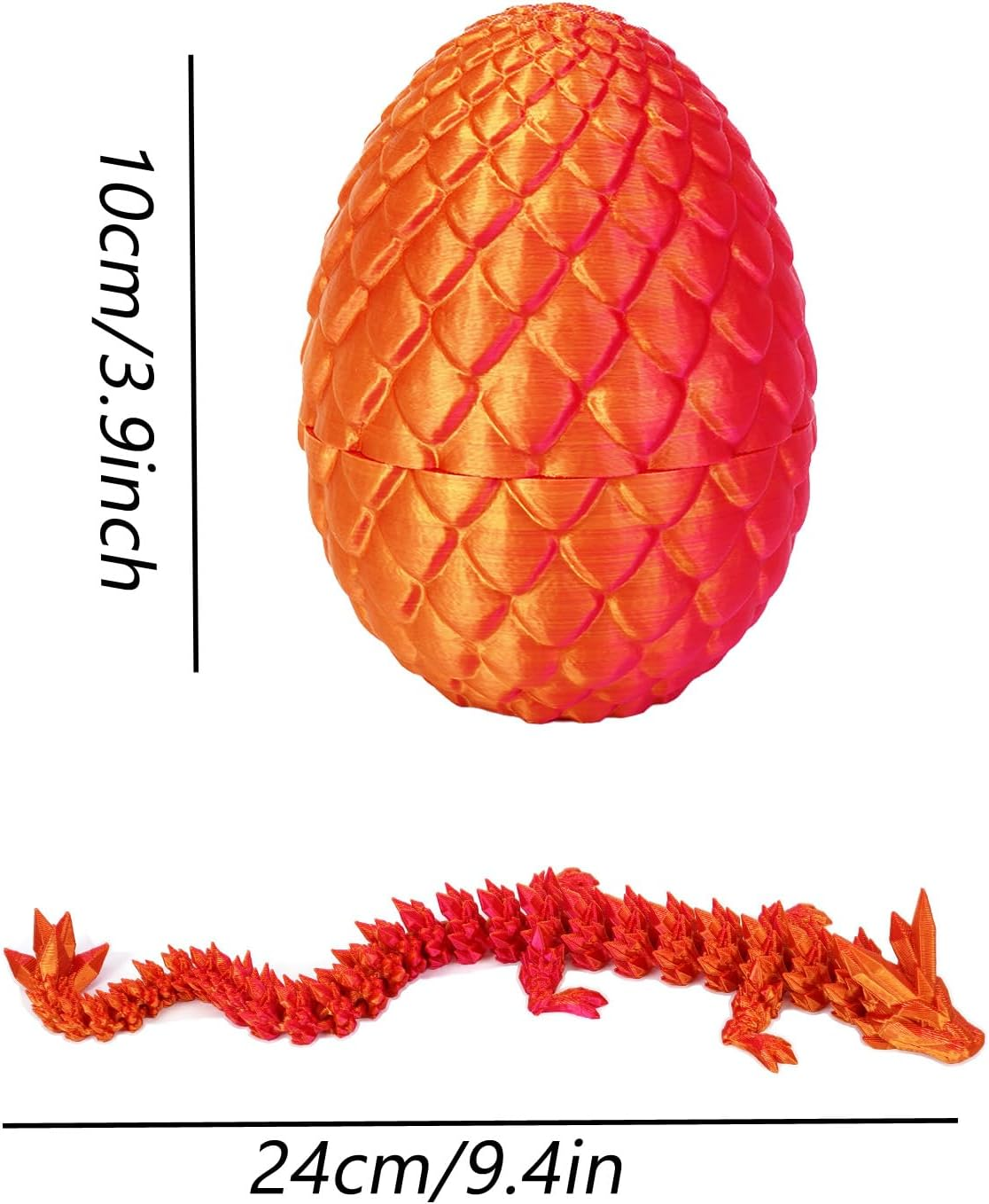 TBOLINE 3D Printed Dragon with Egg,3D Printed Gem Dragon with Detachable Mystery Dragon Scale Egg Kids Adults Fidget Toys for Autism/Adhd 11.8'' Gem Dragon 5.1'' Scale Egg image number 4