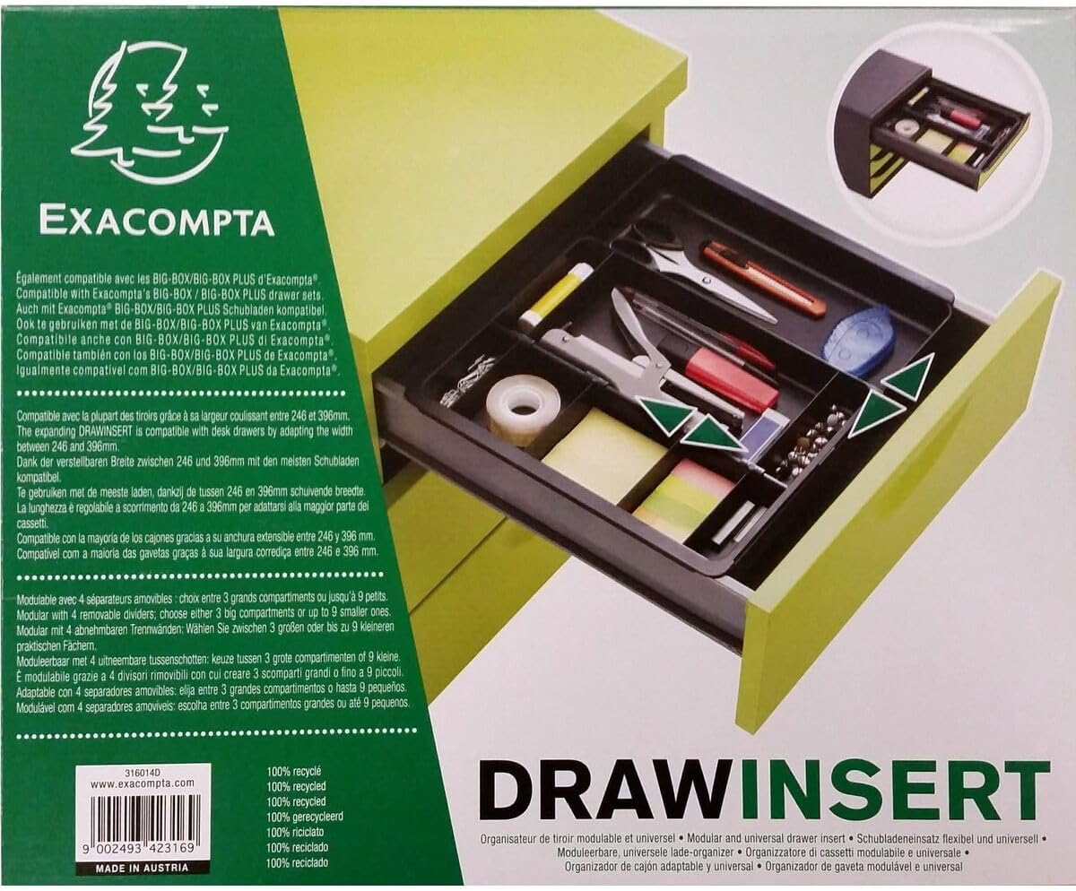 Exacompta Office Drawer Insert Adjustable Drawer Insert - Black image number 1