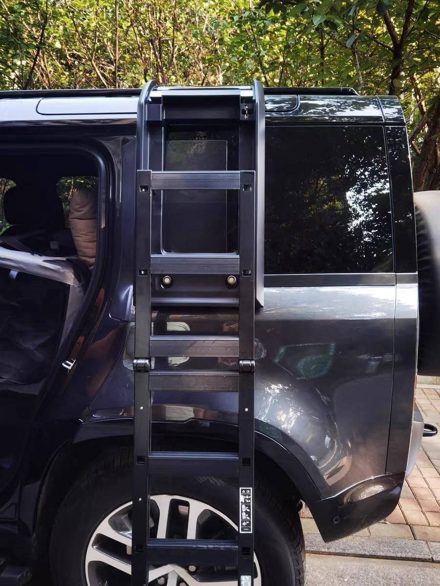 TINIANHHCT Ladder Side Window Roof Step Ladder Compatible with LR Defender 110 2020-2025 Side Roof Rack Side Access OE Style （All MATT Black） image number 3