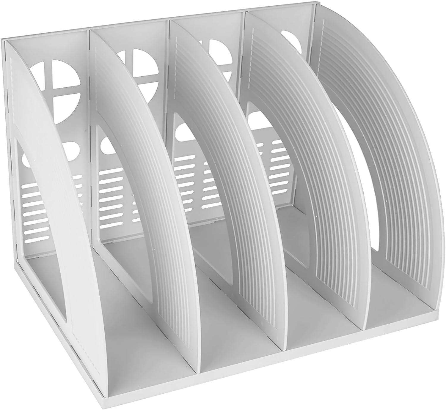 SAYEEC Sturdy 4 Compartment Magazine File Holder Plastic Desktop File Organizer File Dividers Office Organizer Storage Document Magaizne Rack Display Box (Black)