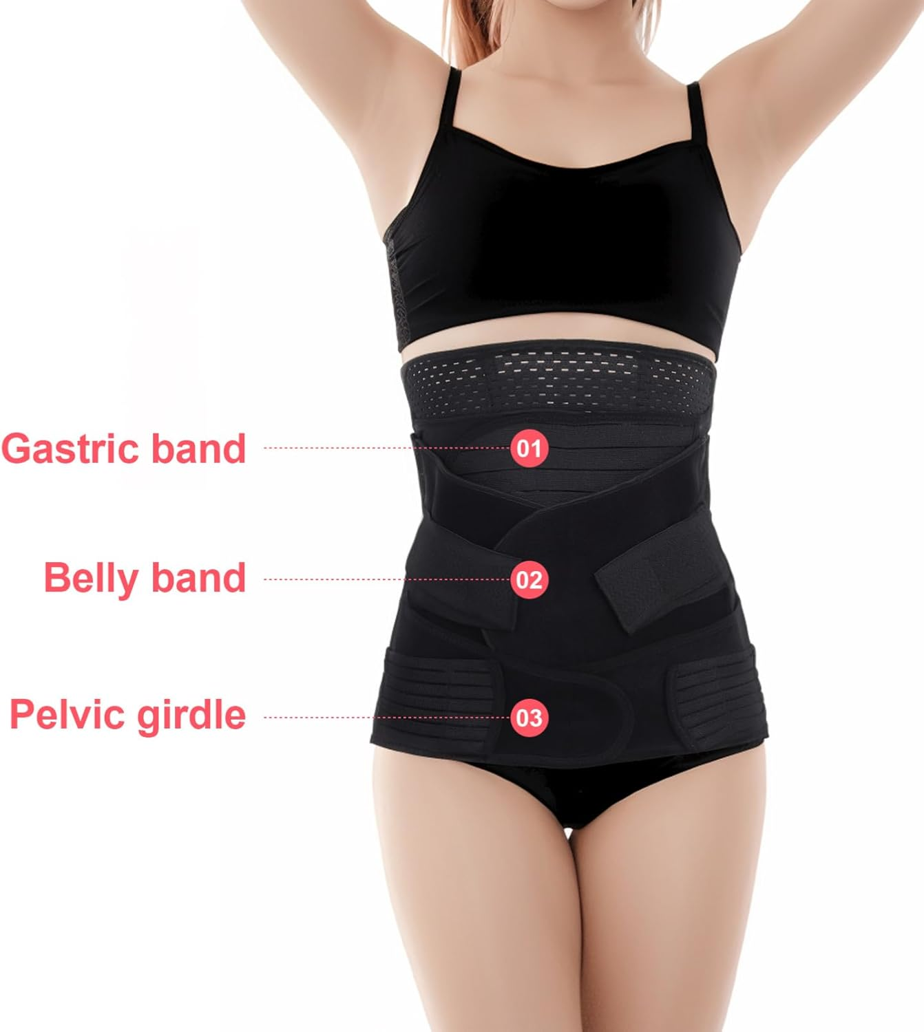 POPETPOP Postpartum Belly Band Waist Trimmer Girdle for Women Closure Comfortable Compression for Postpartum and Support image number 3
