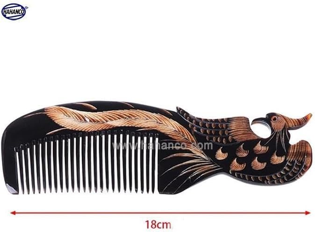 Phoenix-Shaped Black Horn Comb