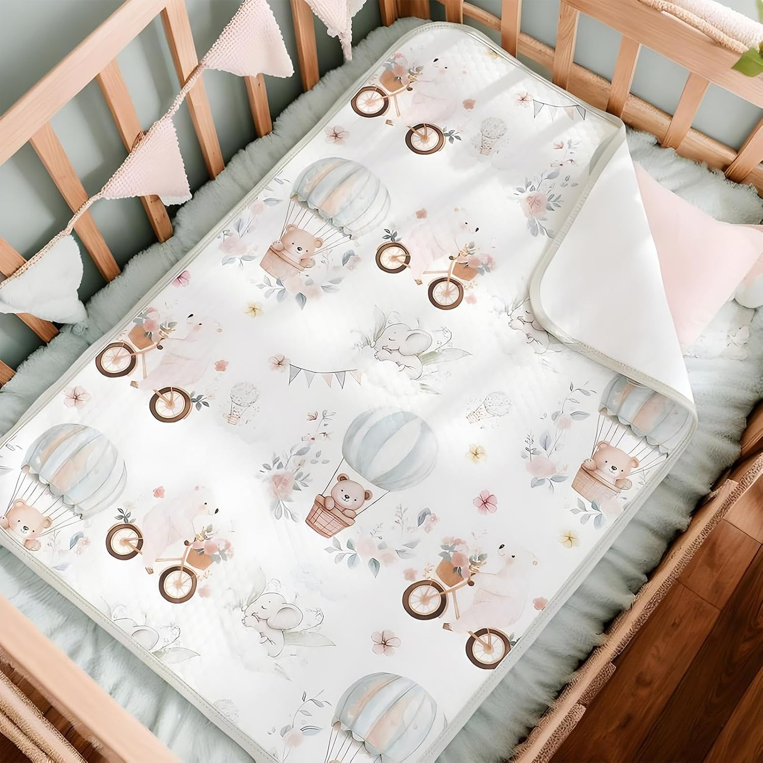 Baby Changing Mat - Toddler Bed Sheets - Leak-Proof Washable Bassinet Pee Sheet Mat for Bedwetting Solution Potty Training Nursery Setup Travel image number 4