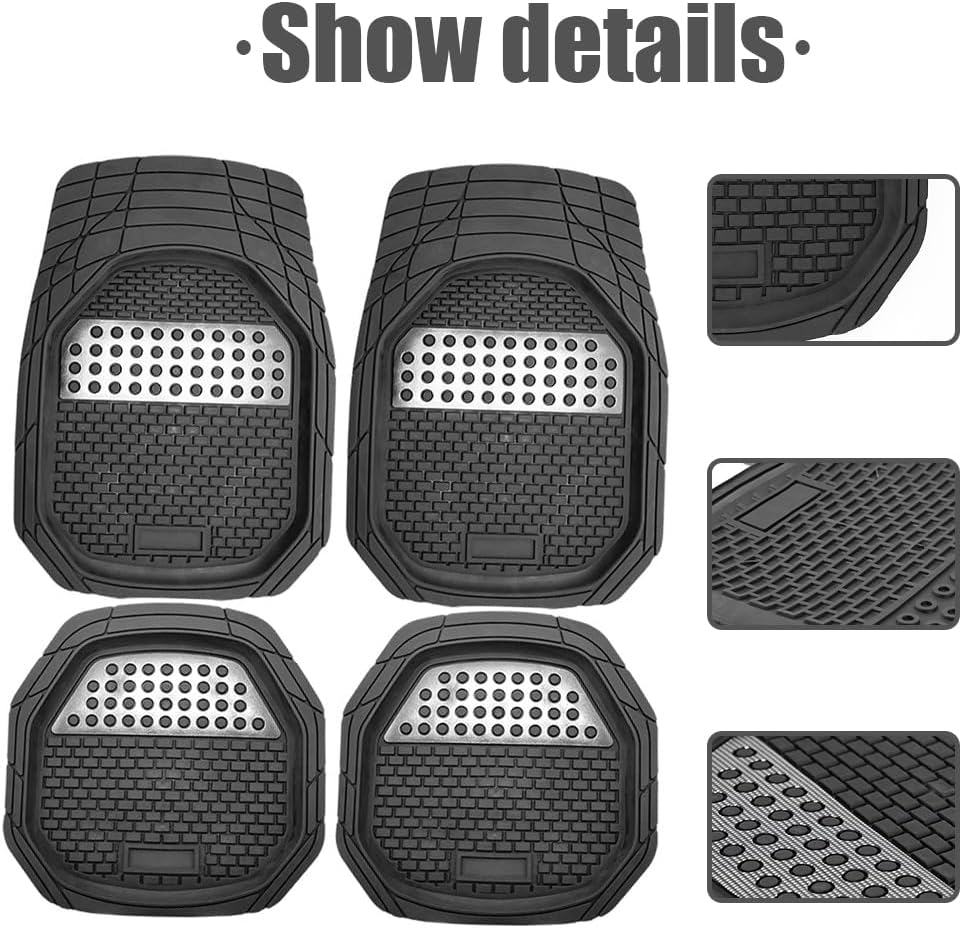 4 Pcs Car Floor Mats,Heavy-Duty PVC Floor Mats,Universal Waterproof Foot Pads,All-Round Protection Car, All Weather Car Floor Mats,For Cars, Trucks, and SUV image number 2