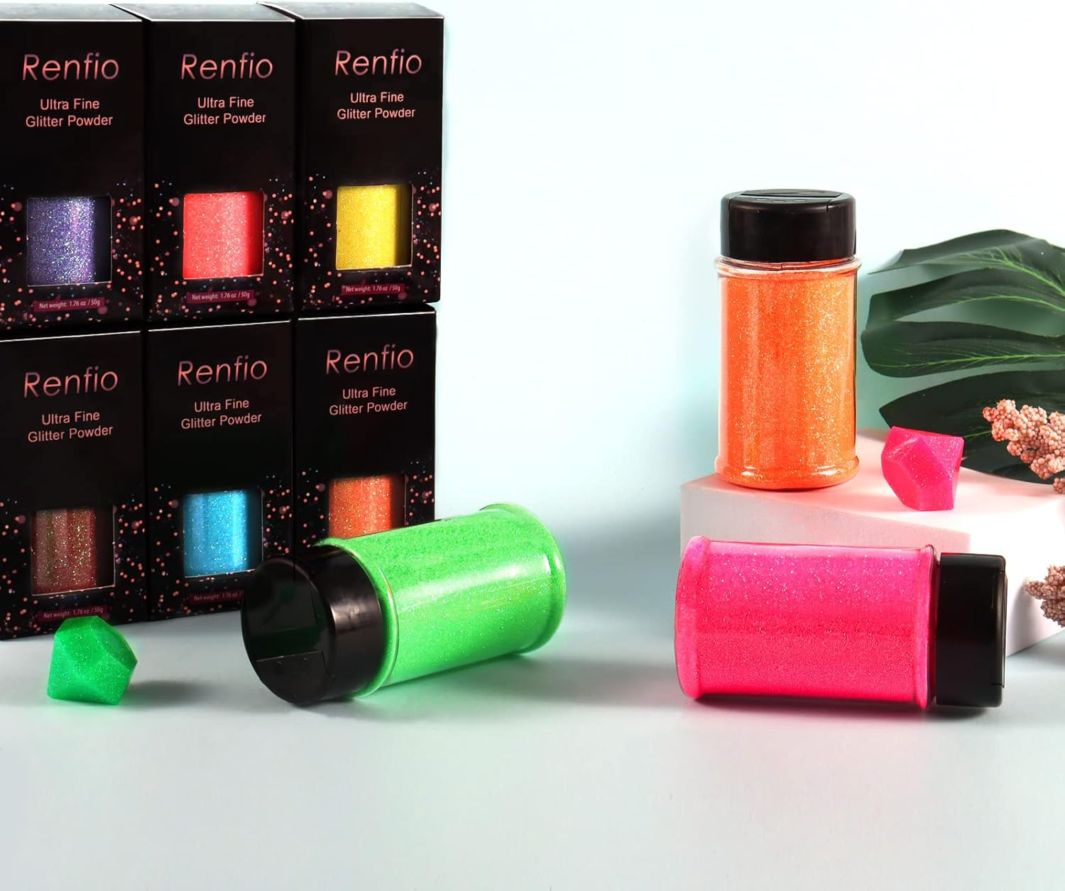 Renfio Iridescent Ultra Fine Glitter Powder Resin Supplies Glitters 1.94 Oz /55G PET Flake Crafts Sequins 1/128" Epoxy Chips for Christmas Decorations, Epoxy Resin, Snow Globe Tumblers - Dream Rainbow - Amethyst image number 3