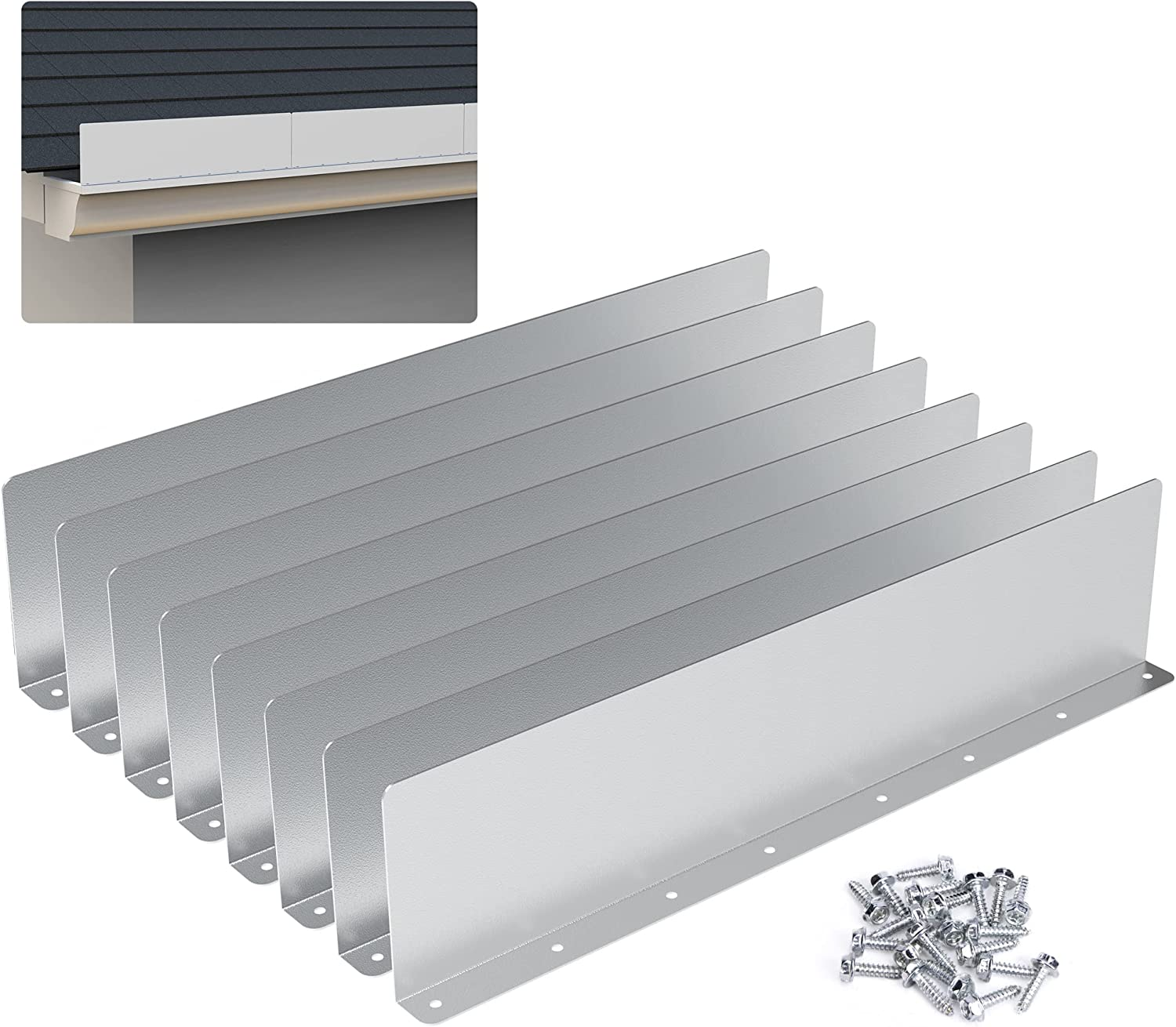 8 Pcs Gutter Valley Splash Guard,Straight Rain Diverter Roofing Gutter Guards,Rain Drip Gutter Guard for House Shingle Roofs Corner (8) image number 6