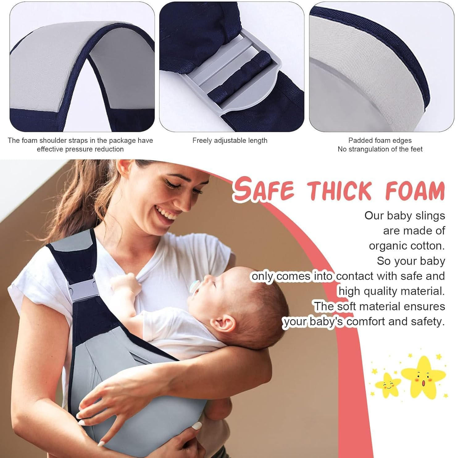 Uandhome Baby Carrier, Adjustable Hip Seat Carrier for Toddler, Baby Wrap Sling, Nursing Holder, Carrying 45 Lbs (Grey) image number 3