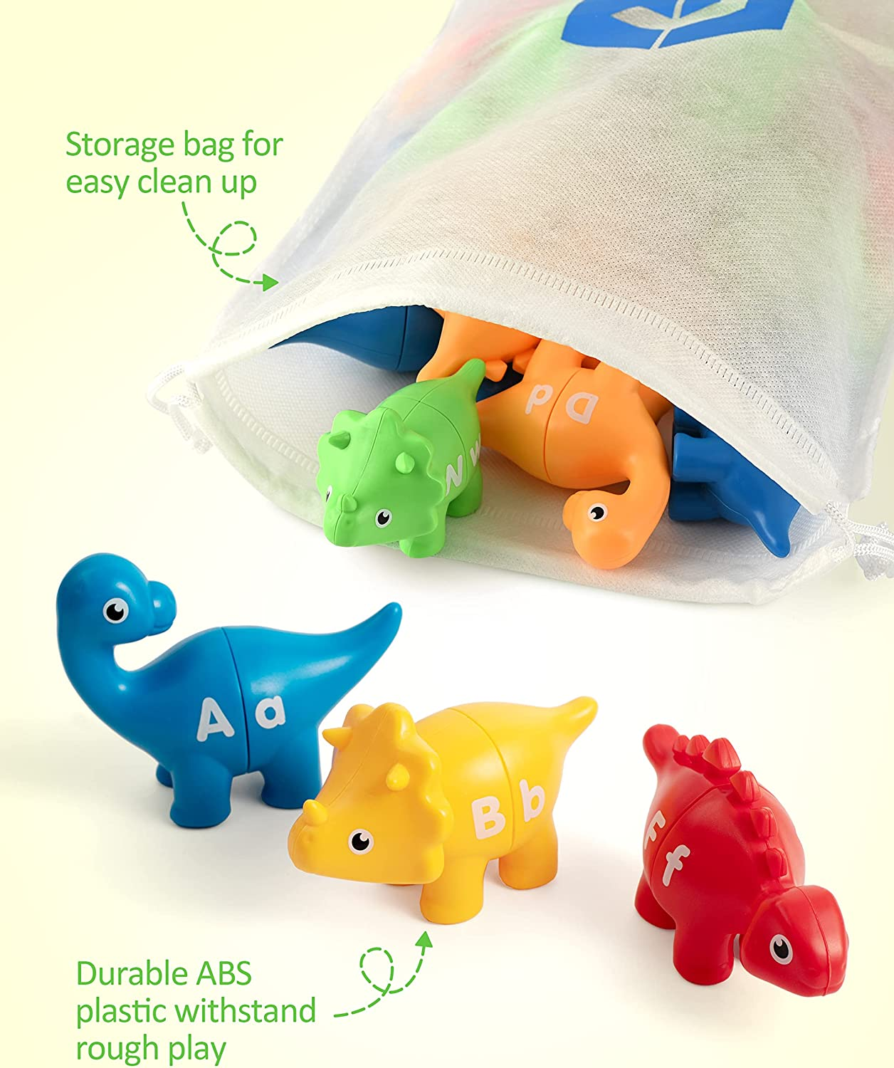 C COOGAM Matching Letters Fine Motor Toy,13 PCS Double-Sided ABC Dinosaur Alphabet Match Game with Uppercase Lowercase,Preschool Educational Montessori Learning Toys for Toddlers Puzzle106-Eu