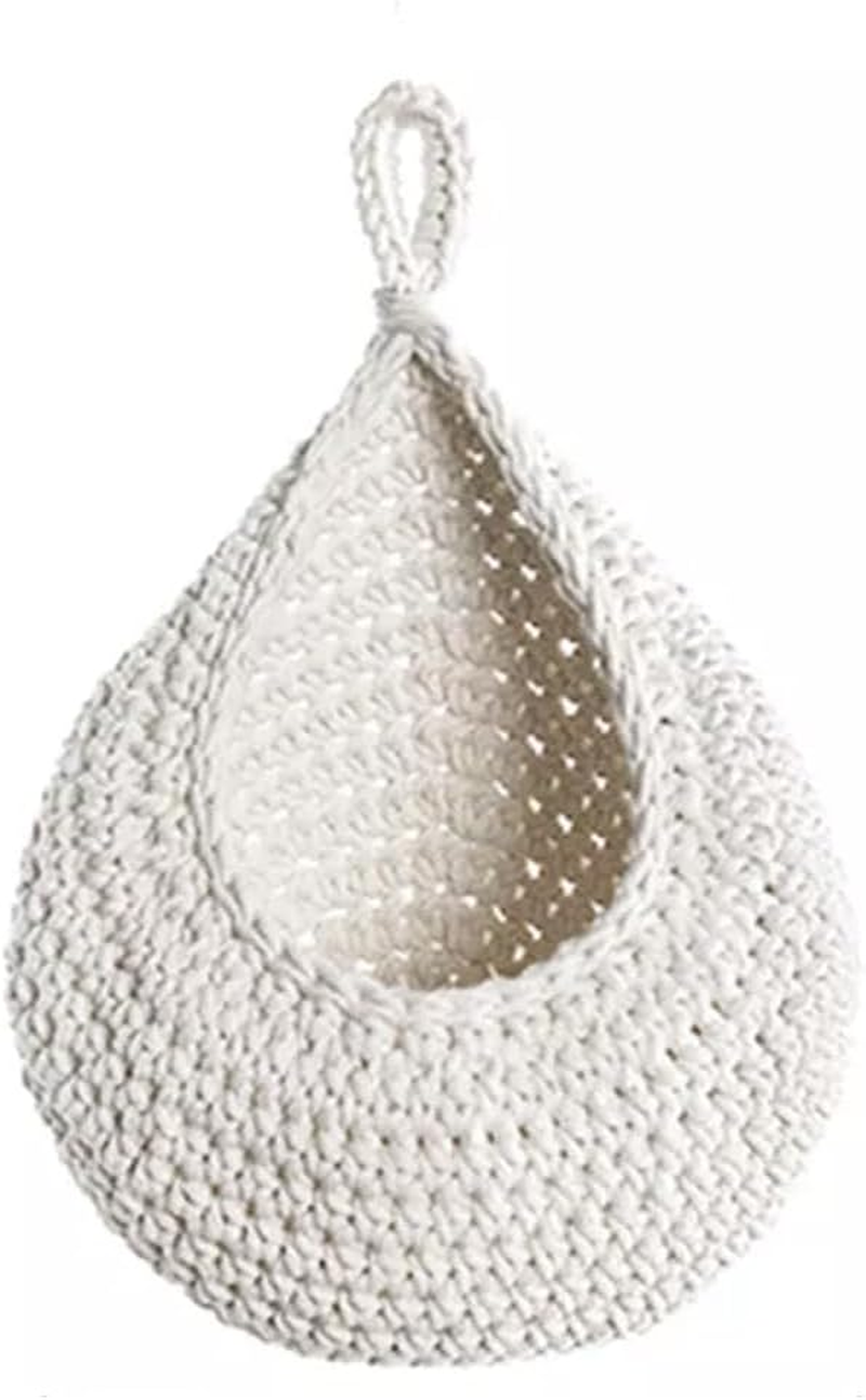 AIMALL Handmade Cotton Rope Wall Hanging Fruit Basket Storage Net Pocket Waterdrop Shape for Kitchen and Home Organisation image number 6