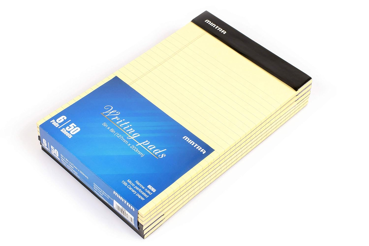 Mintra Office Legal Pads - ((Basic Canary 6Pk, 5In X 8In, Narrow Ruled)) - 50 Sheets per Notepad, Micro Perforated Writing Pad, Notebook Paper for School, College, Office, Business image number 6