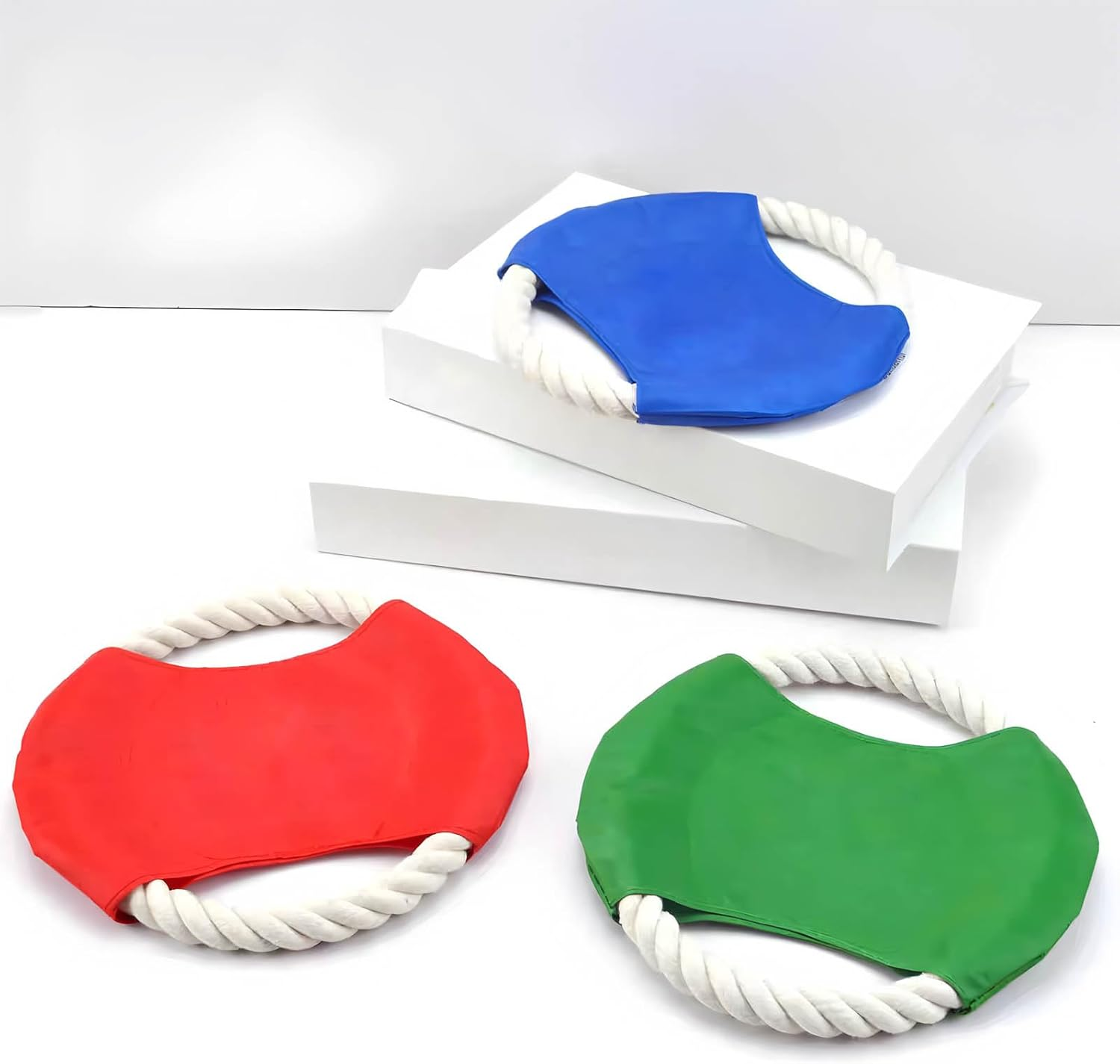 3 Pack Indestructible Dog Toy Rings - Heavy Duty Chew Proof Flying Discs for Aggressive Chewers, Small/Medium/Large Breeds - Cotton Ropetoys for Outdoor Training, Yard Play