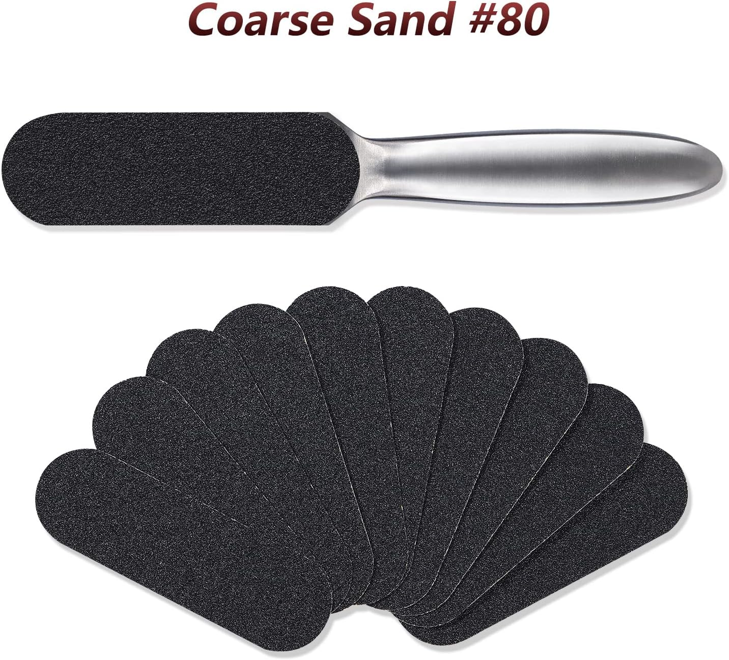 BNG Foot File Set, 40 Pieces Replacement Sandpaper Refill Pads, Pedicure Tool for Stainless Steel Foot Rasp, Hard, Cracked Heel, Dead Skin, Cuticle, Callus Remover, #80 image number 2