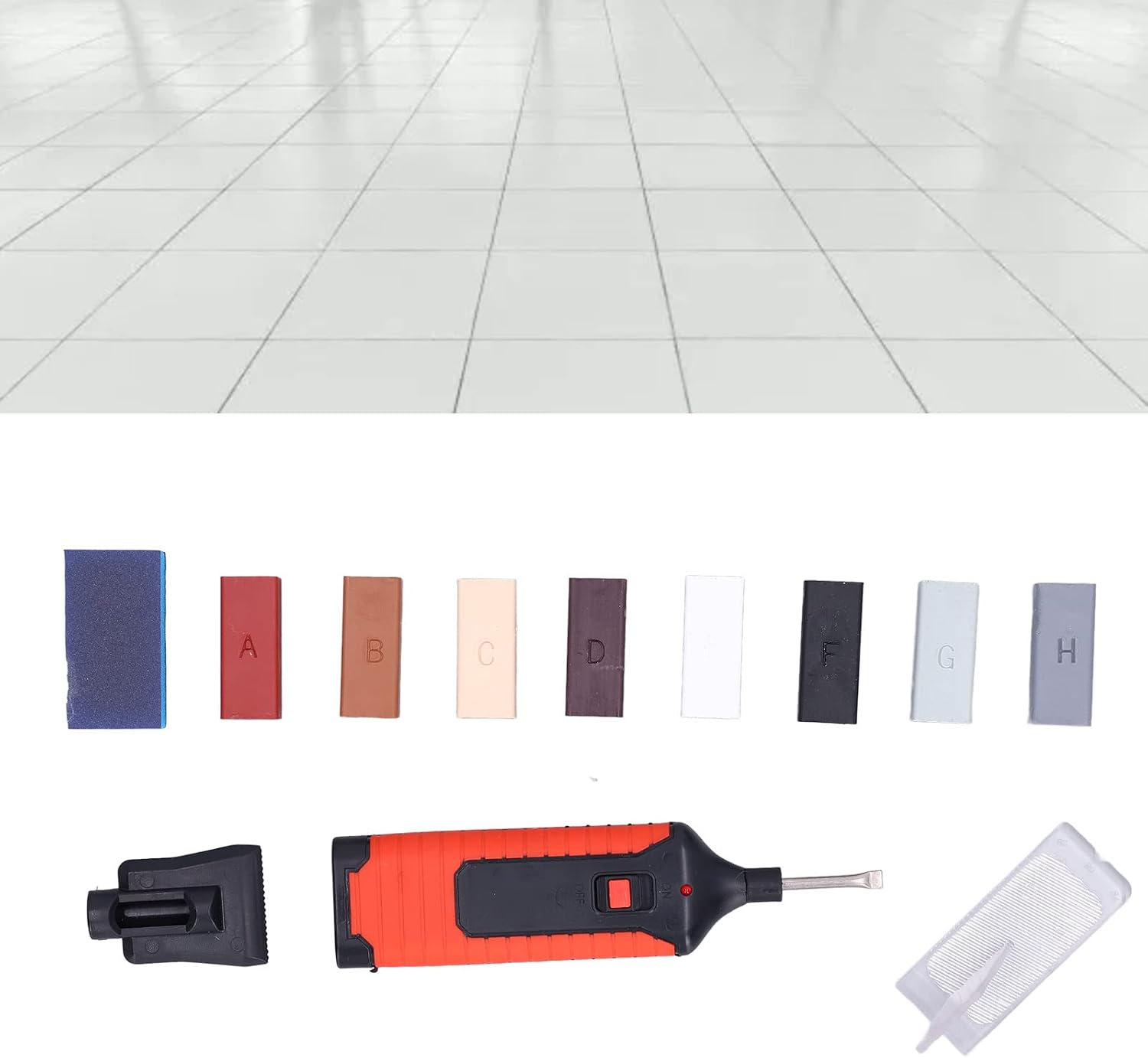 Tile Porcelain Repair Kit, Ceramic Tile Repair Kit with Electric Heating Pen and Wax, 8 Colors Crack Gaps Repairing Tools, for Repairing Cracks, Chips, Shower Gaps image number 5