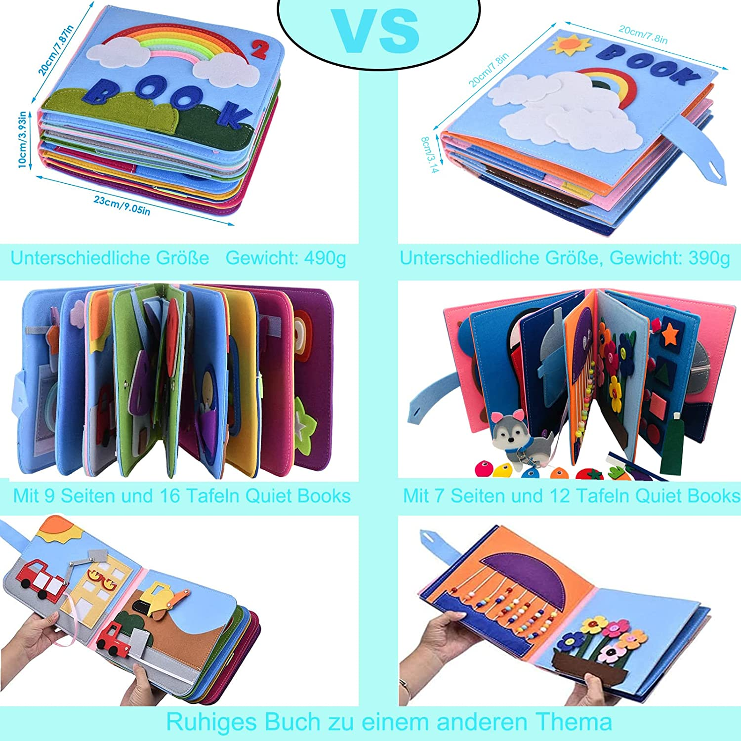 Quiet Book for Kids-3D Busy Book Felt Board for Toddlers 16 Themes Preschool Daily Life Storytelling Early Learning Interactive Play Kit Learning Sensory Story Book Life Skill Education&Identify image number 6