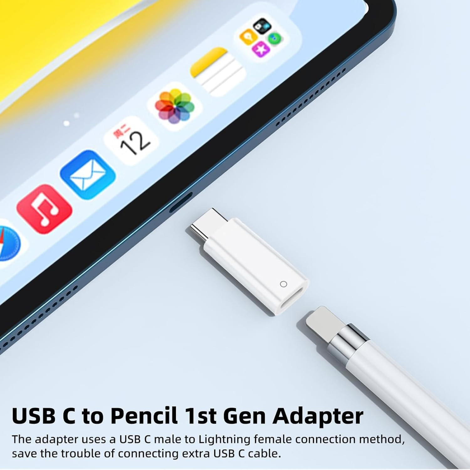 USB-C to Lightning Adapter for Apple Pencil 1St Gen - USB Charger Dongle for Ipad 10Th Gen, Compact Adapter for Apple Pen(White) image number 2