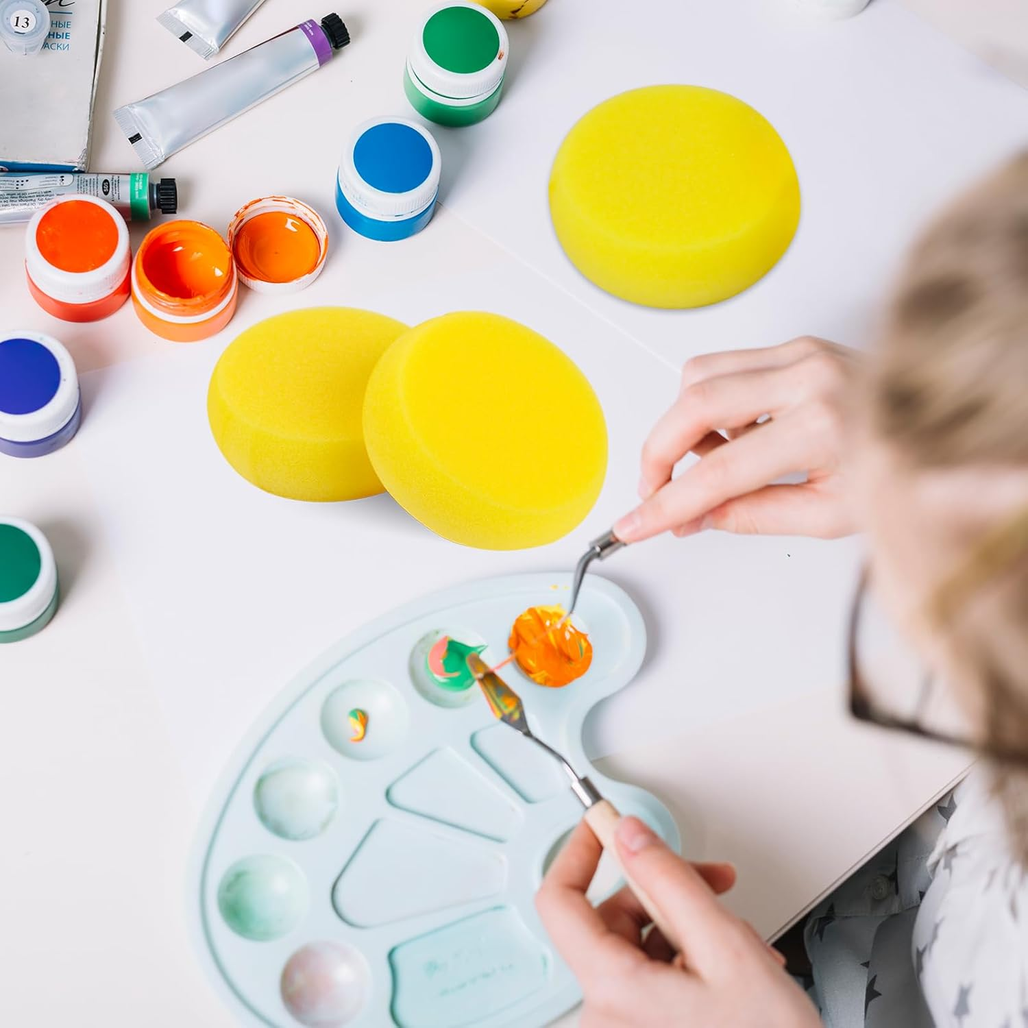 25 Pcs Pottery Sponges, round Painting Sponge 3Inch Yellow Artist Sponges Craft Clay Sponge Watercolor Sponges for Face Painting Pottery Ceramics Art Crafts image number 4