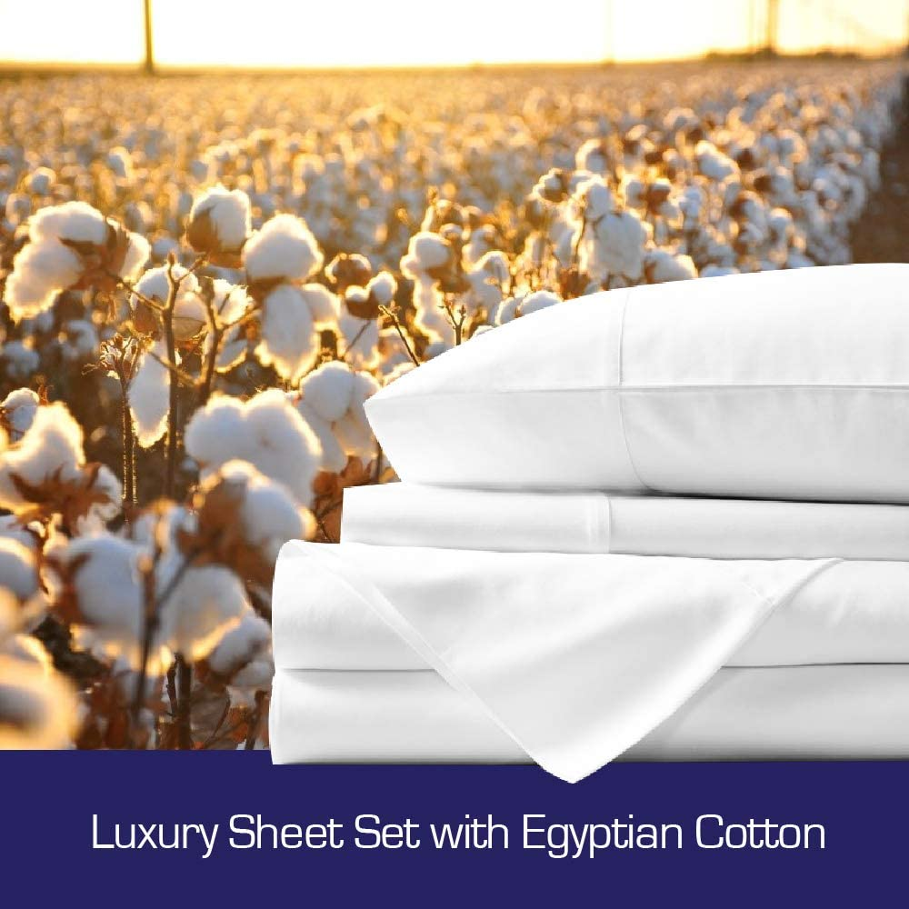 Luxor Linen Luxor 1000TC Egyptian Cotton Sheet Set (Flat Sheet, Fitted Sheet, Two Pillowcases), Black, Double image number 3