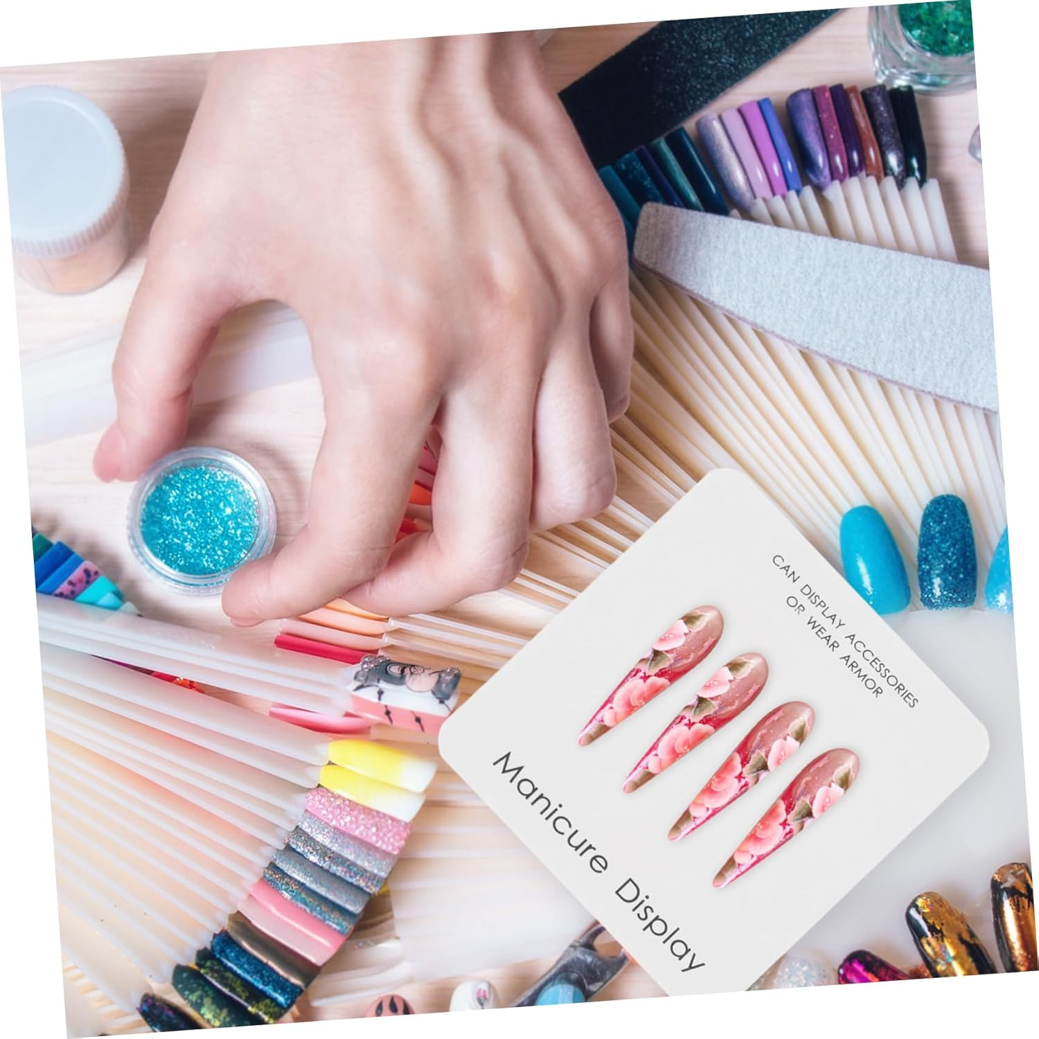 LOLIPPYY 40Pcs Nail Art Storage Card Nail Tips Display Cards Manicure Showing Board Organizer Makeup Storage Organizer