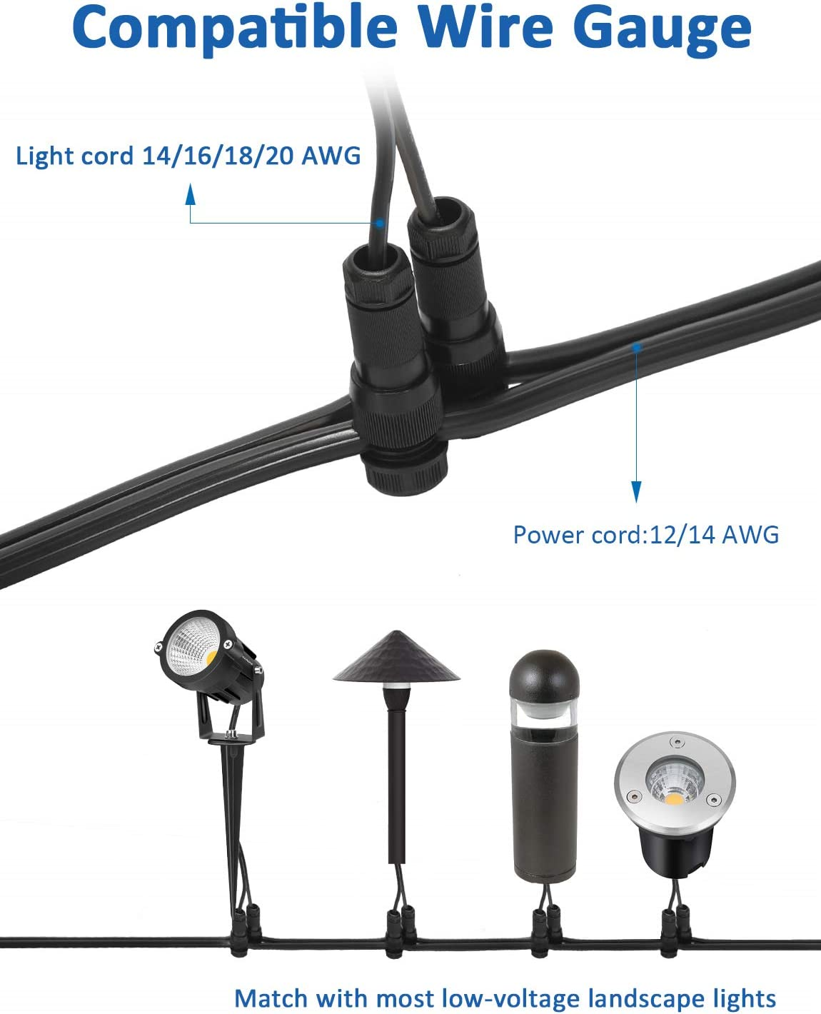 SUNVIE Landscape Lighting Connectors Fastlock Low Voltage Wire Connector, Waterproof Low Voltage Connector 12-14 Gauge Landscape Wire Connectors for Garden Patio Pathway Lights, 8 Pack image number 2
