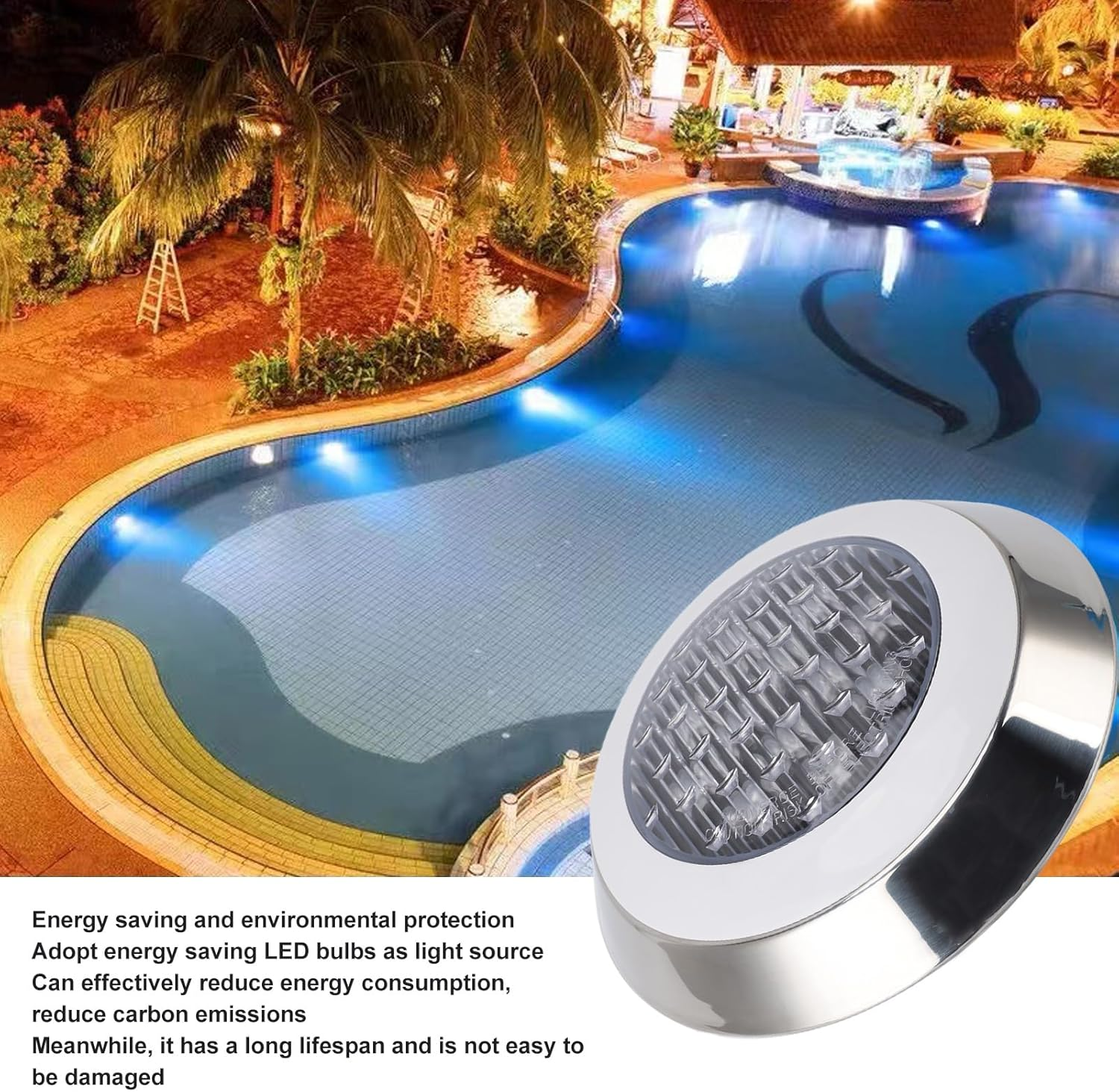 TOPINCN Recessed Submersible Pond Light Safe Underwater Lights for Pool, Hot Tub - Stable Performance (12W) image number 5