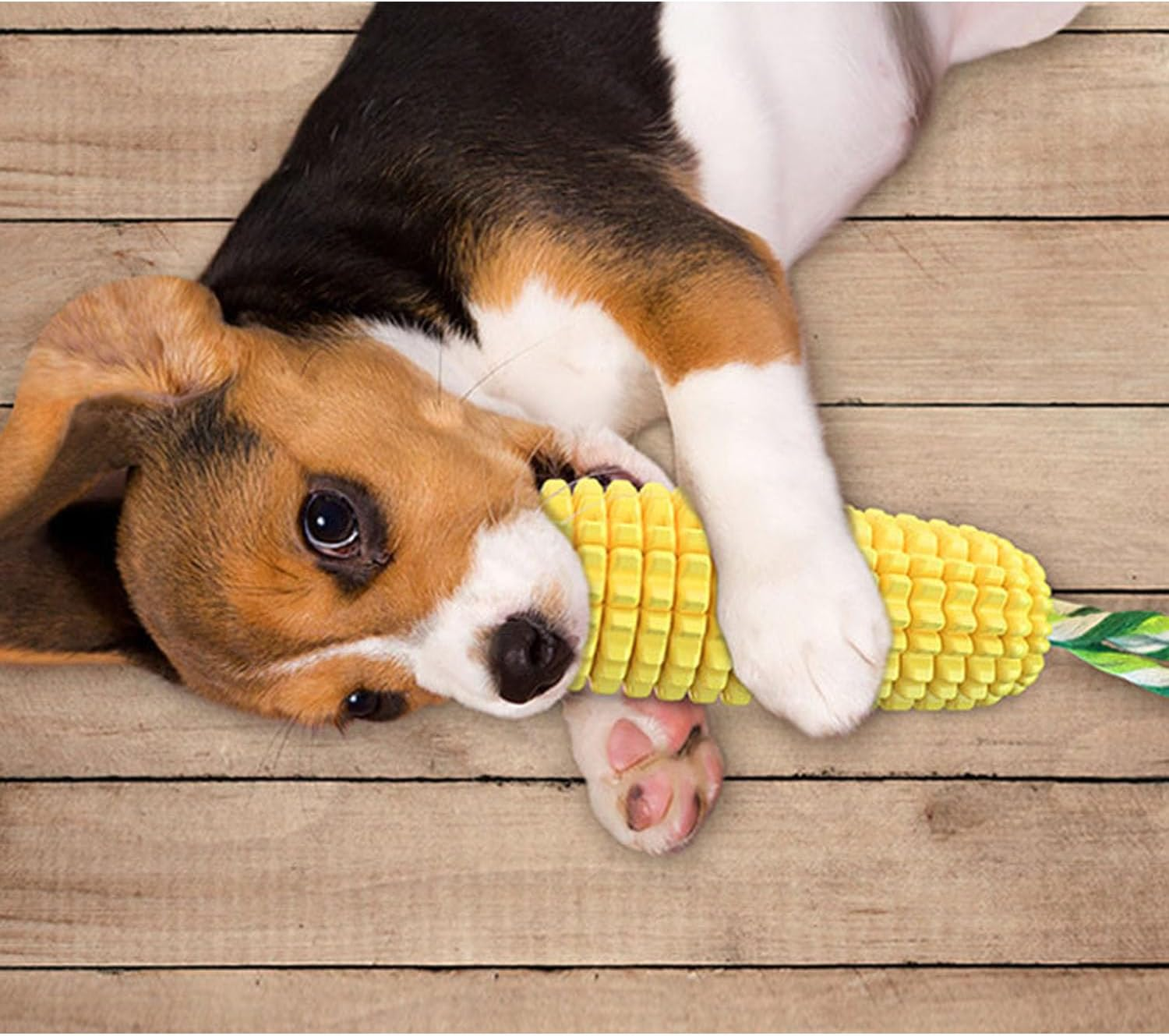 Corn Dog Chew Toy, Indestructible Tough Durable Squeaky Interactive Dog Toys，Durable Dog Teeth Cleaning Toy for Small Medium Large Breeds（Yellow） image number 5
