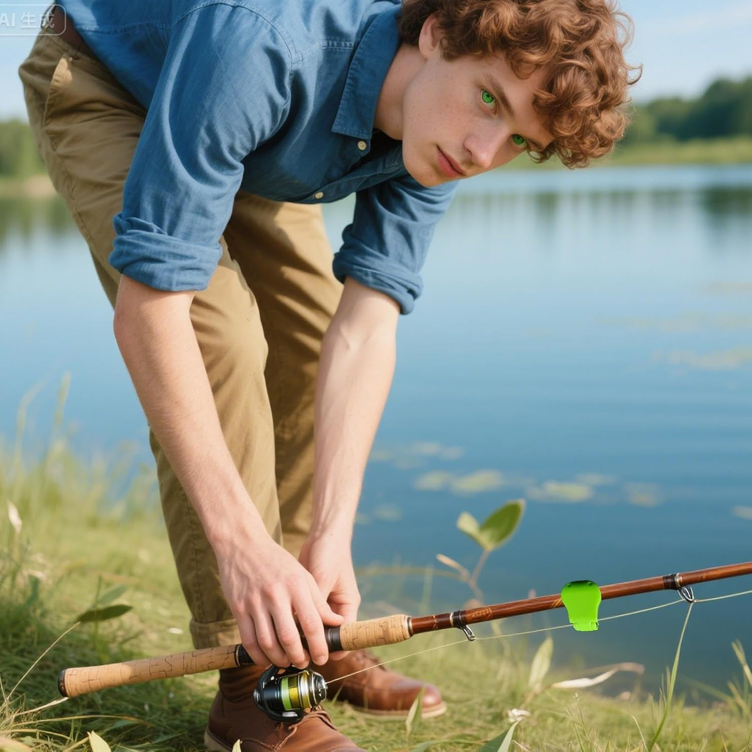 Fishing Rod Tie Holder Pole Keeper Clips, 8Pcs Fishing Rod Clips Holders Pole Fixed Keeper Rod Tie Tackle Clips, Portable Beach Elastic Wall Mounted Fishing Pole Holder Straps, Green image number 3