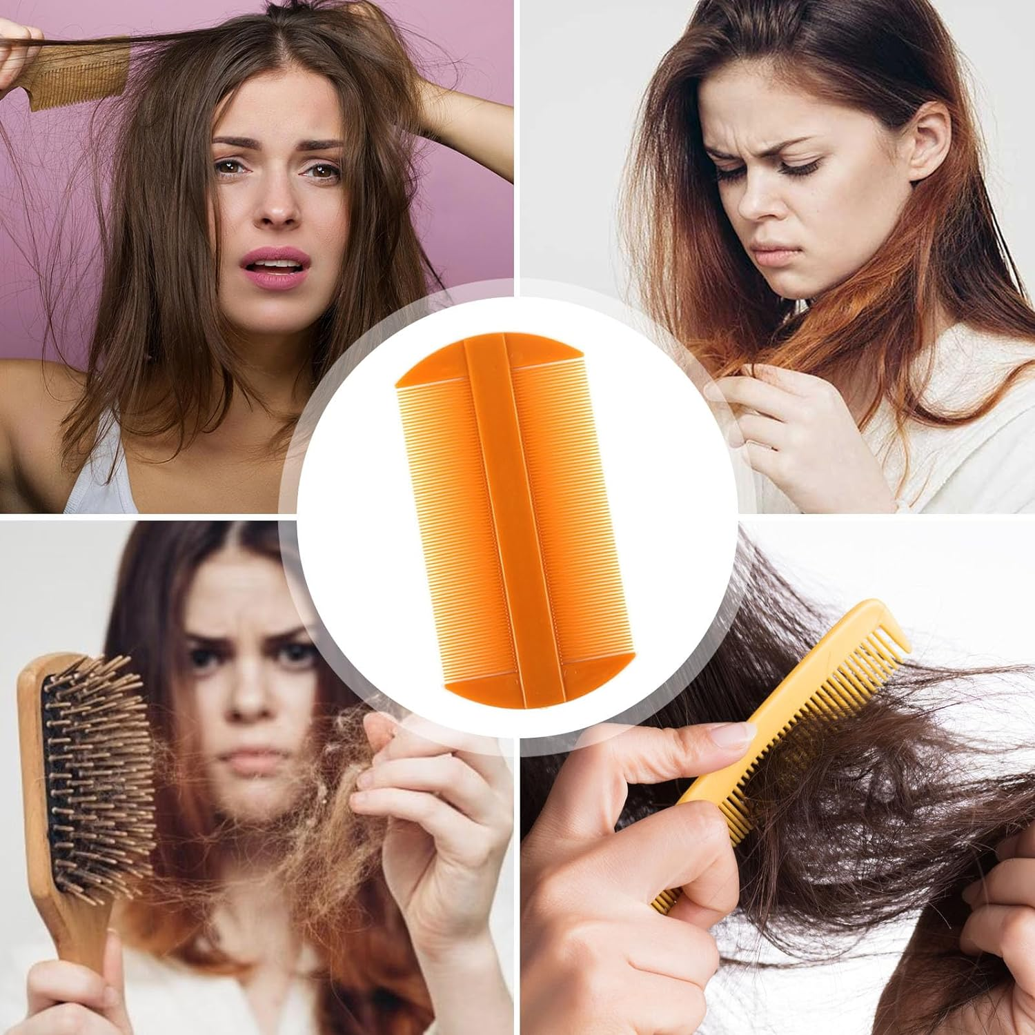 Lice Comb - Fine Tooth Hair Grooming Comb - Flea Combs, Double Sided Hair Comb for Removal Dandruff, Louse and Nit Comb for Head Lice Treat Helves