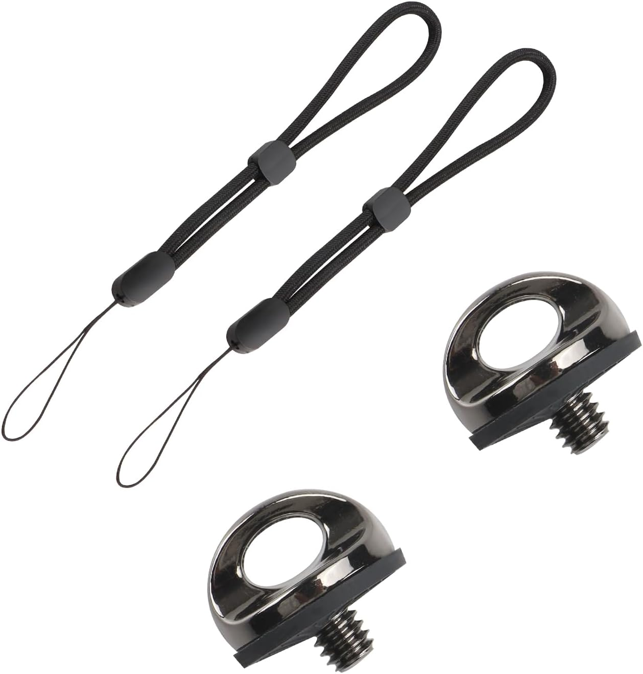 2PCS Stainless Steel round Screw with Hand Wrist Strap Sling, 1/4" Mounting Screws, Camera Screw Holder, 1/4-20 Thread Fixing Screws for Selfie Sticks, Tripod, DSLR Cameras (Round)