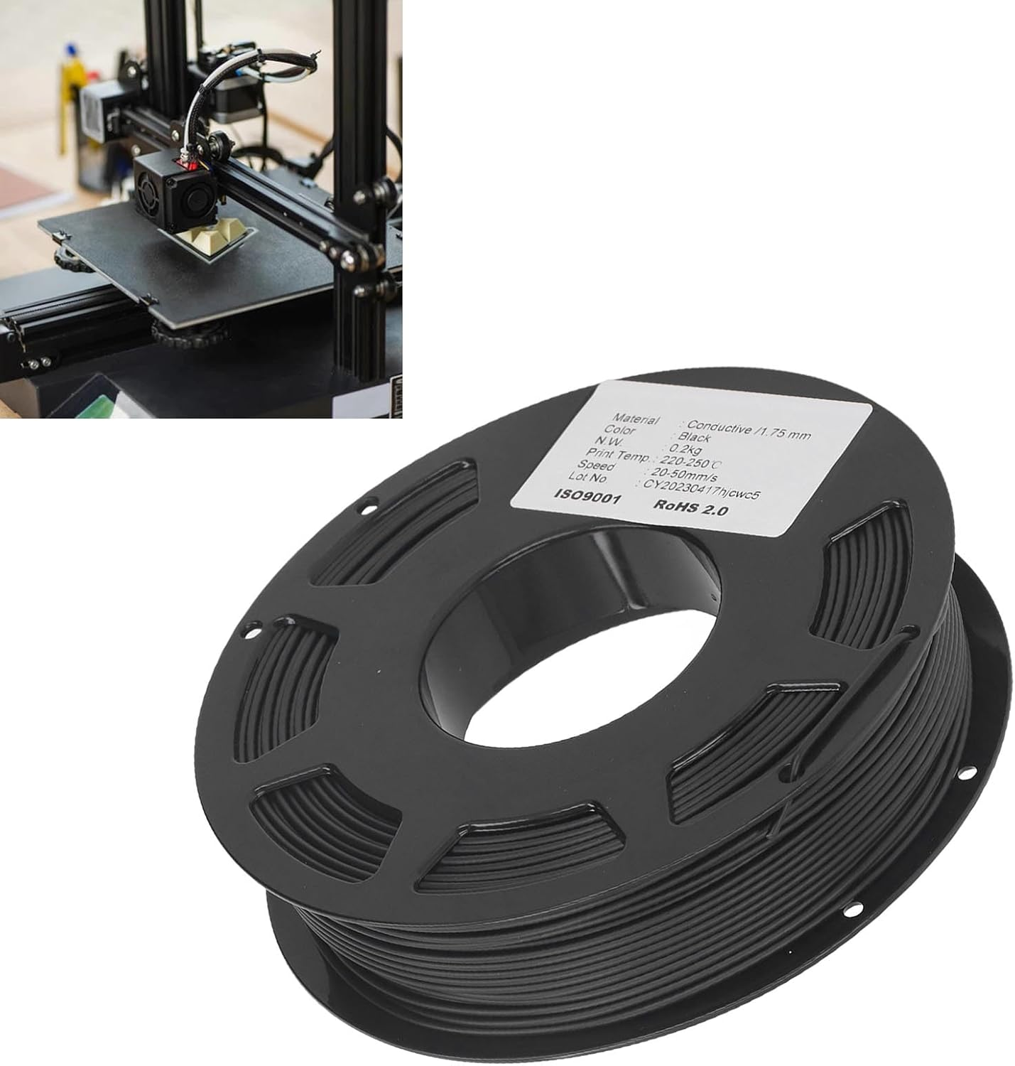 Conductive PLA Filament, 1.75Mm Bundle 3D Printer Filament, 20-50Mm/S Printing Speed PLA 3D Printing Filament, Consumable 3D Printer Accessory, 1.75Mm Filament image number 2