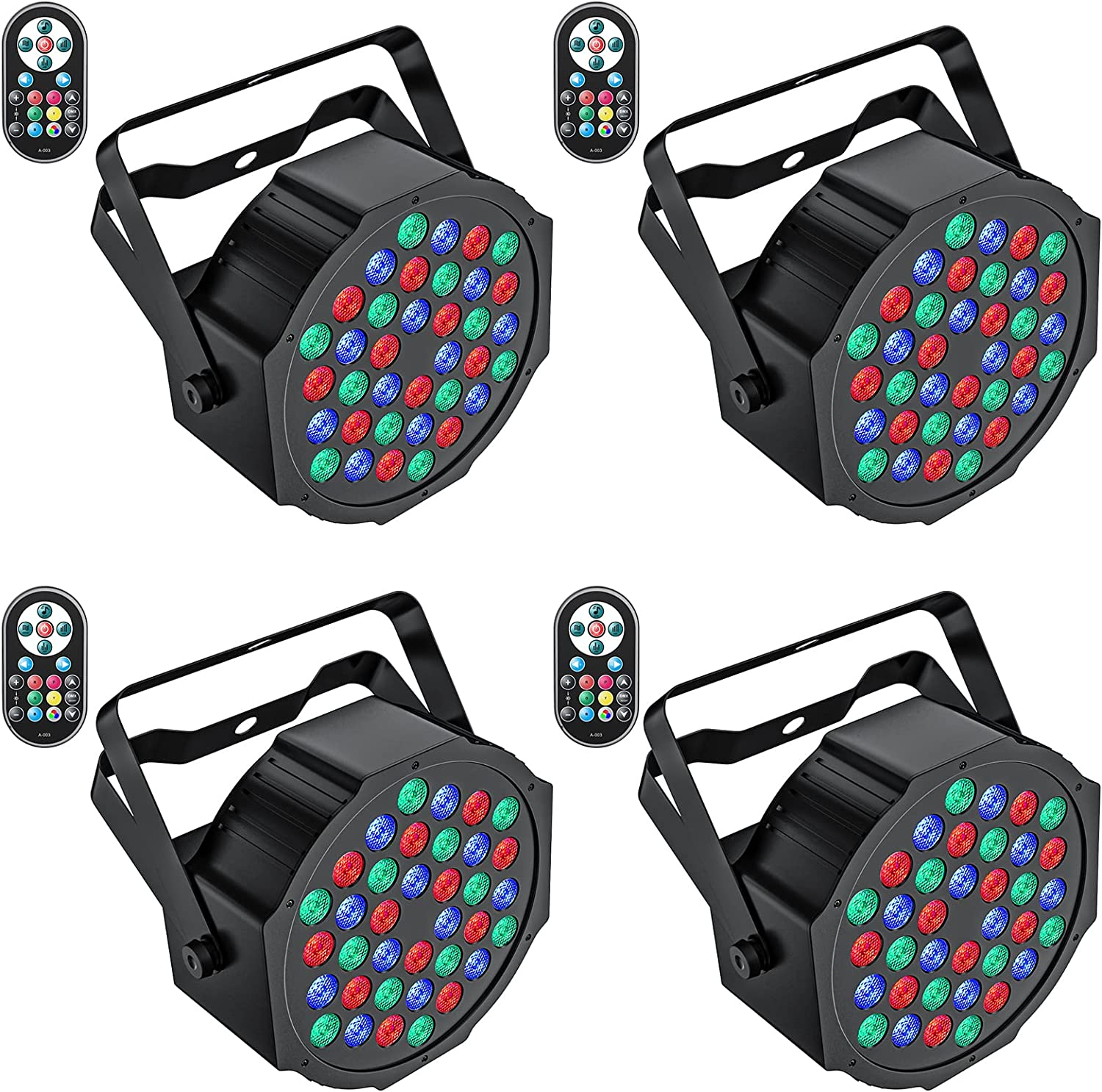 LED Par Light, Stage Lights Party Light Strip 36Pcs LED RGB DMX512 Control, Disco Light Spotlight for Stage DJ Party Show Bar Halloween Christmas (4 Packs)