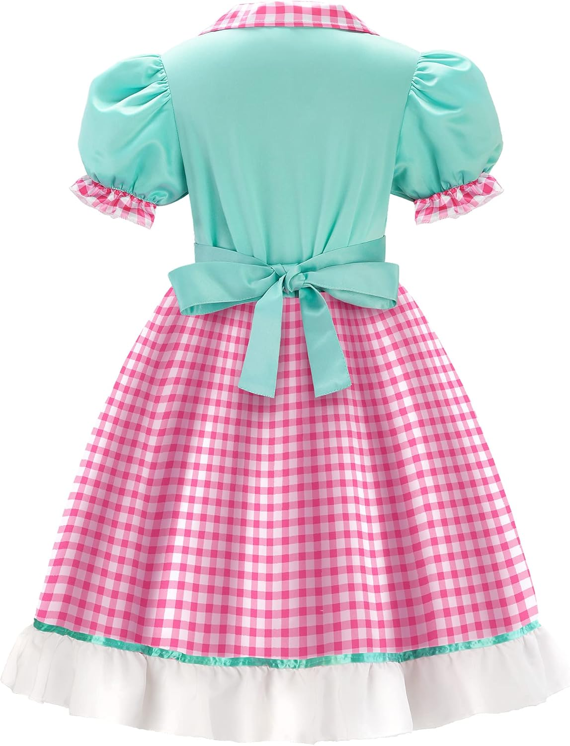 Relibeauty 50S Girl Costume Waitress Costume for Girls with Apron and Headband, Green & Pink image number 3
